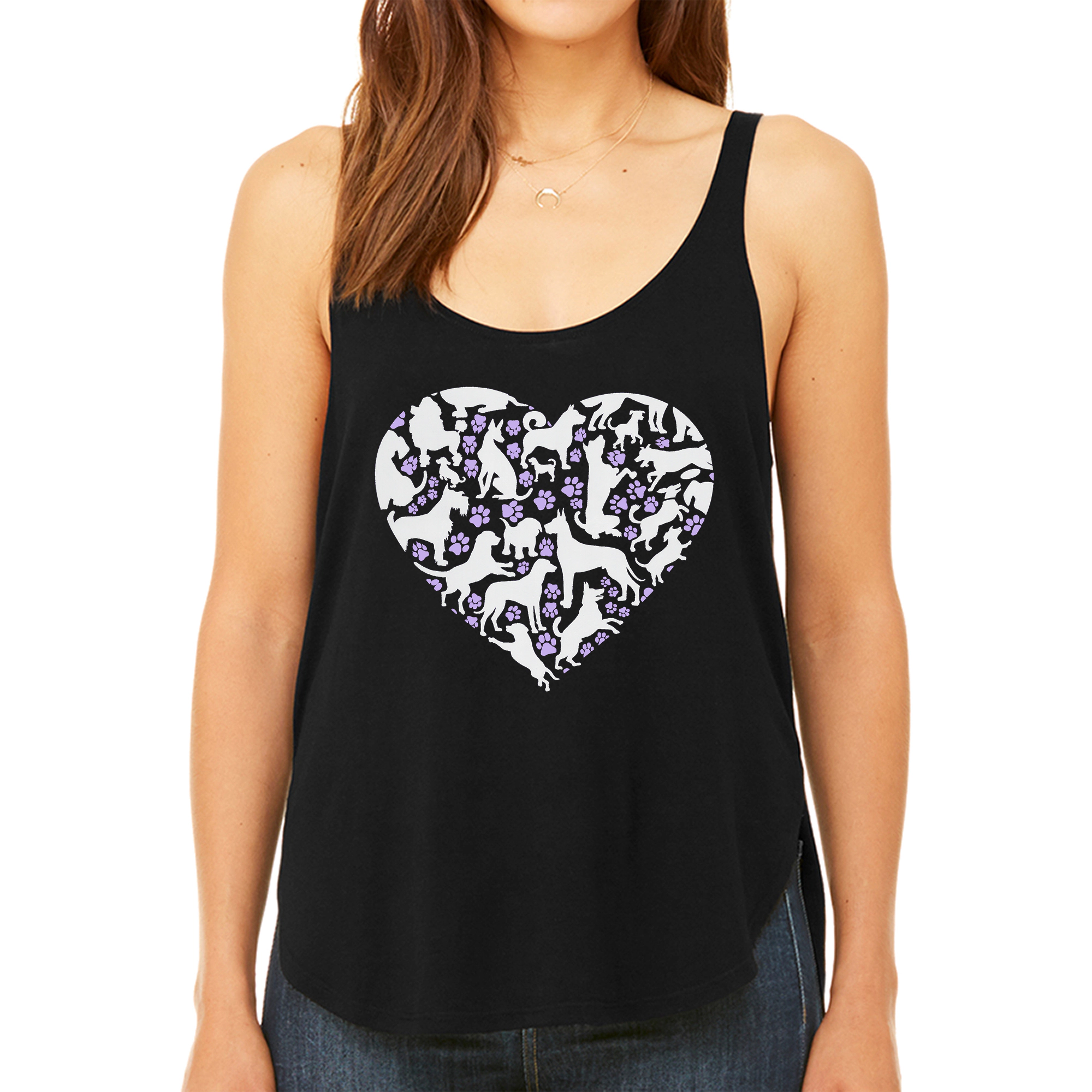 LA Pop Art Women's Premium Word Flowy Tank - Dog Heart