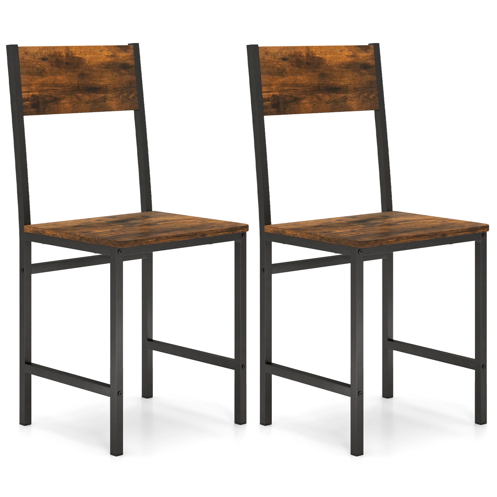 LJG Industrial Kitchen Side Chairs Set of 2 with Metal Legs and Slanted Back
