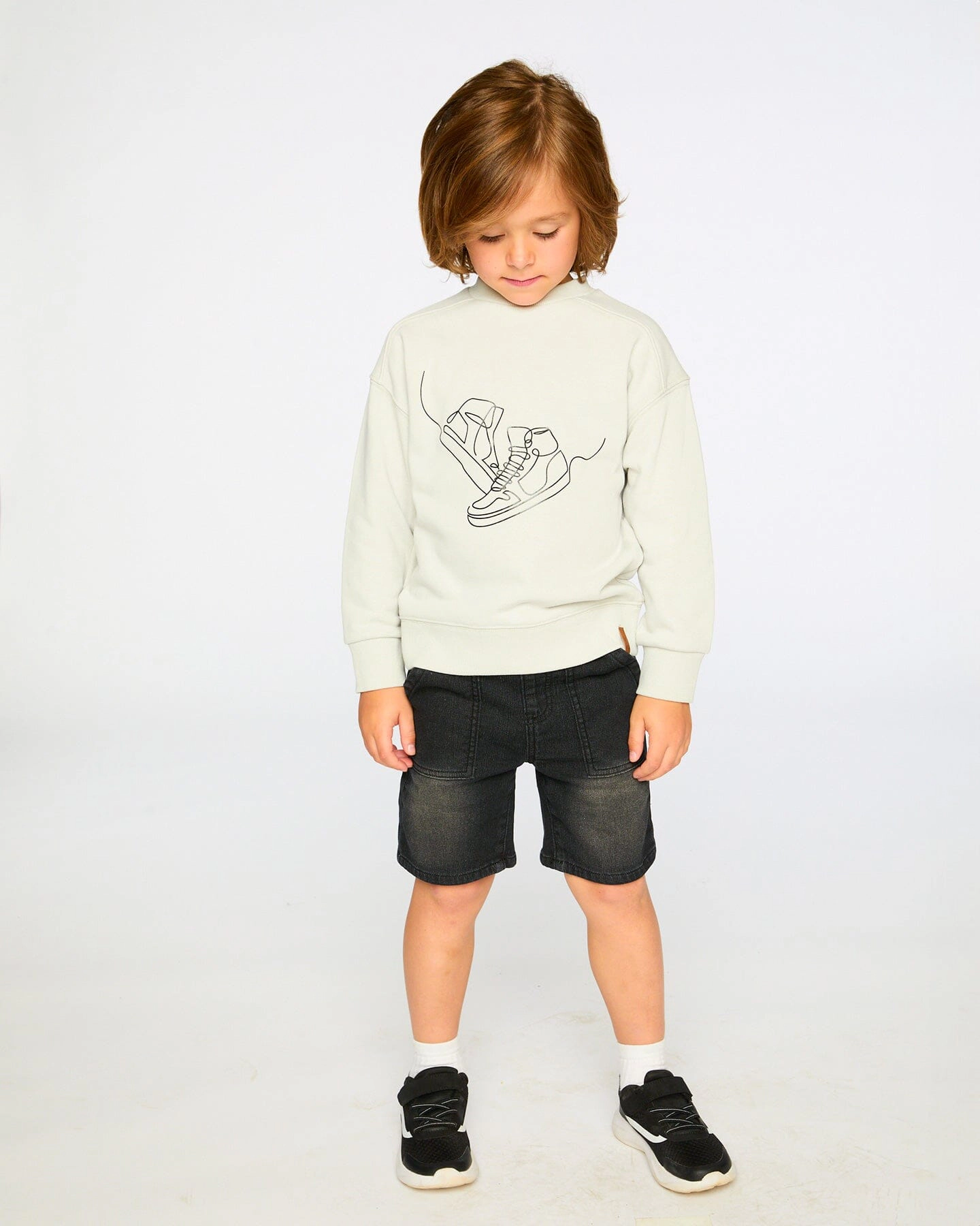 Deux par Boys French Terry Denim Drawstring Shorts