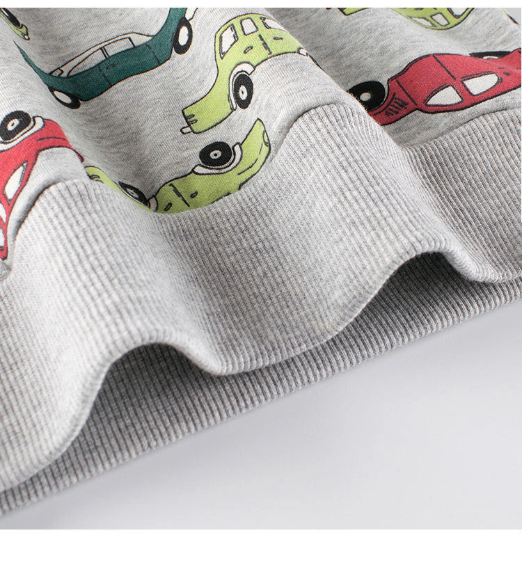 MyKids-USA Baby Boys Grey Automobile Cartoon Crew Neck Long Sleeve Pullover