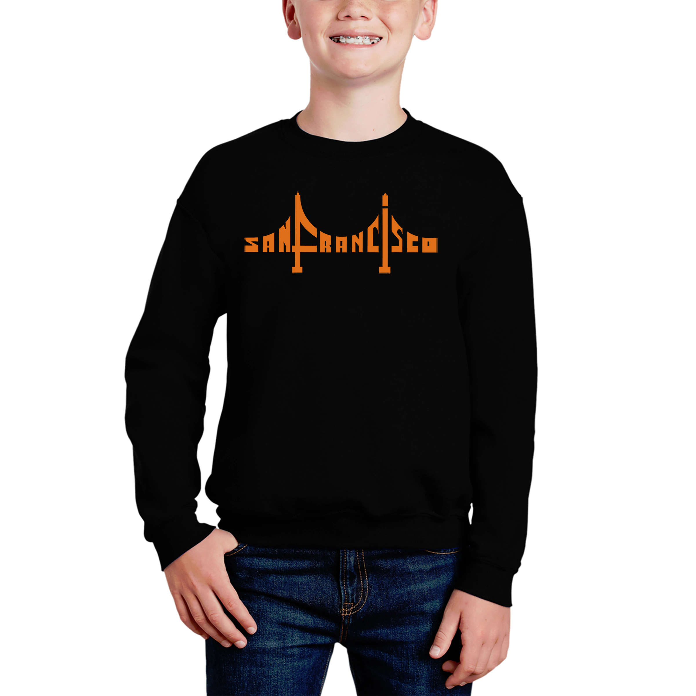 LA Pop Art Boy's Word Sweatshirt - San Francisco Bridge