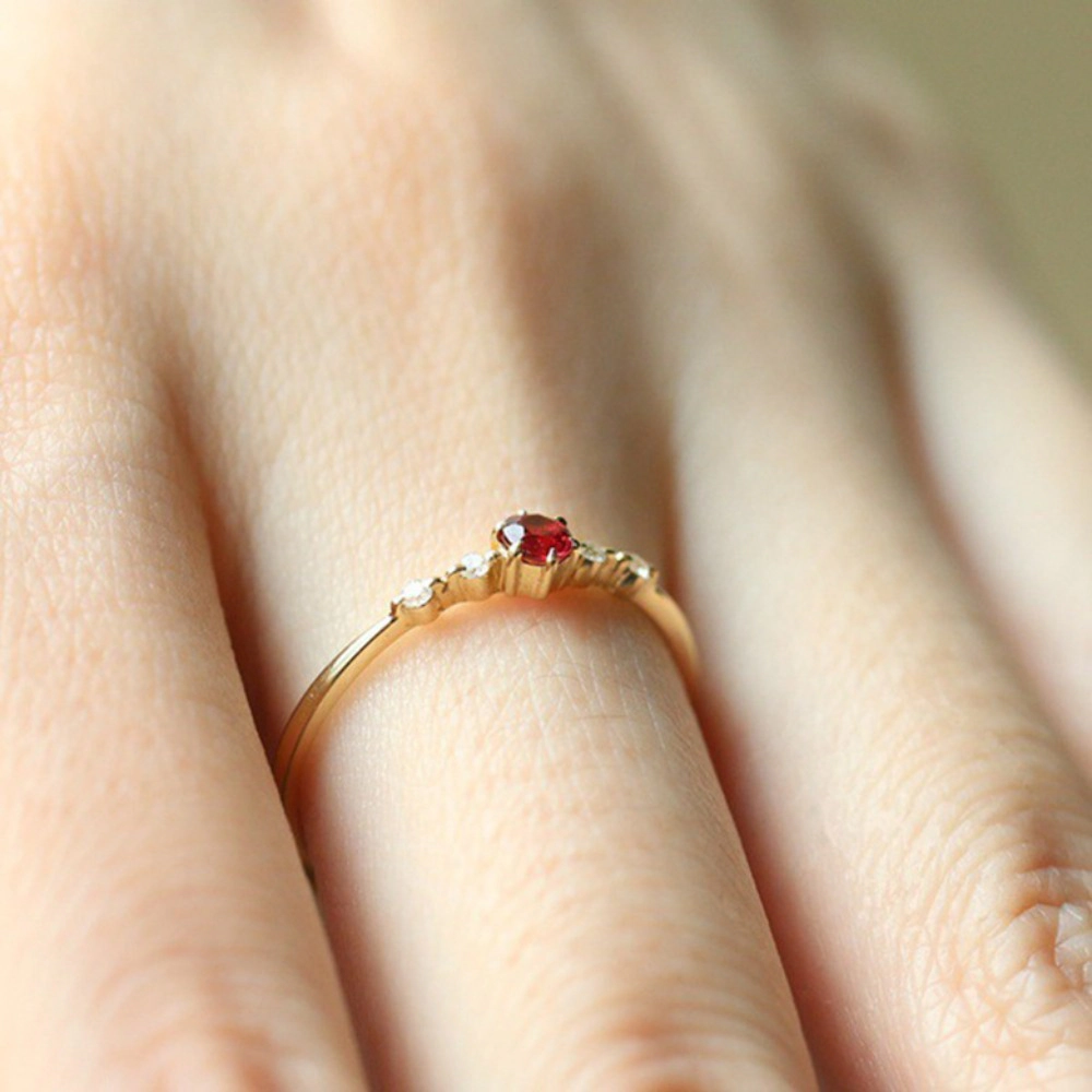 18K Gold Plated Square Simulated Ruby Engagement Ring