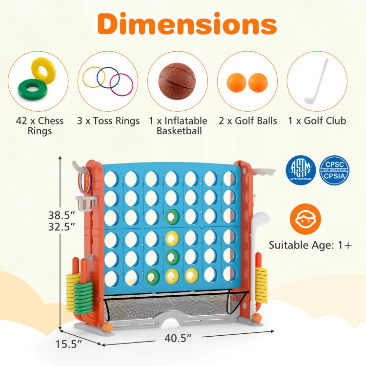 Hivvago Jumbo 4-to-Score Game with Ring-toss and Basketball Hoop & Orange