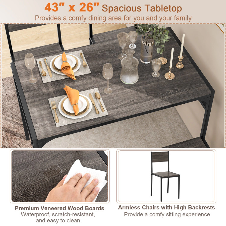 Hivvago Industrial Style Rectangular Kitchen Table With Bench And Chairs