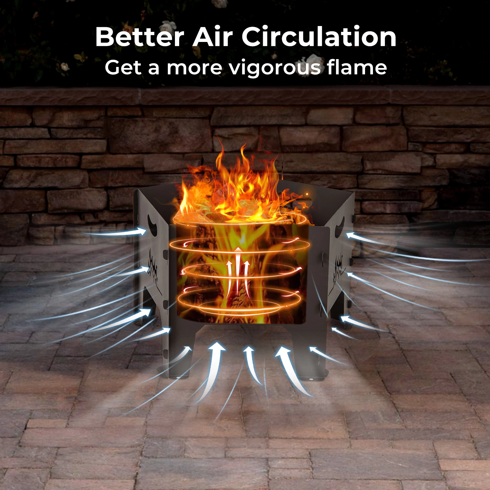 SUGIFT Black Storage Bag Carbon Steel 19-in Collapsible Portable Fire Pit