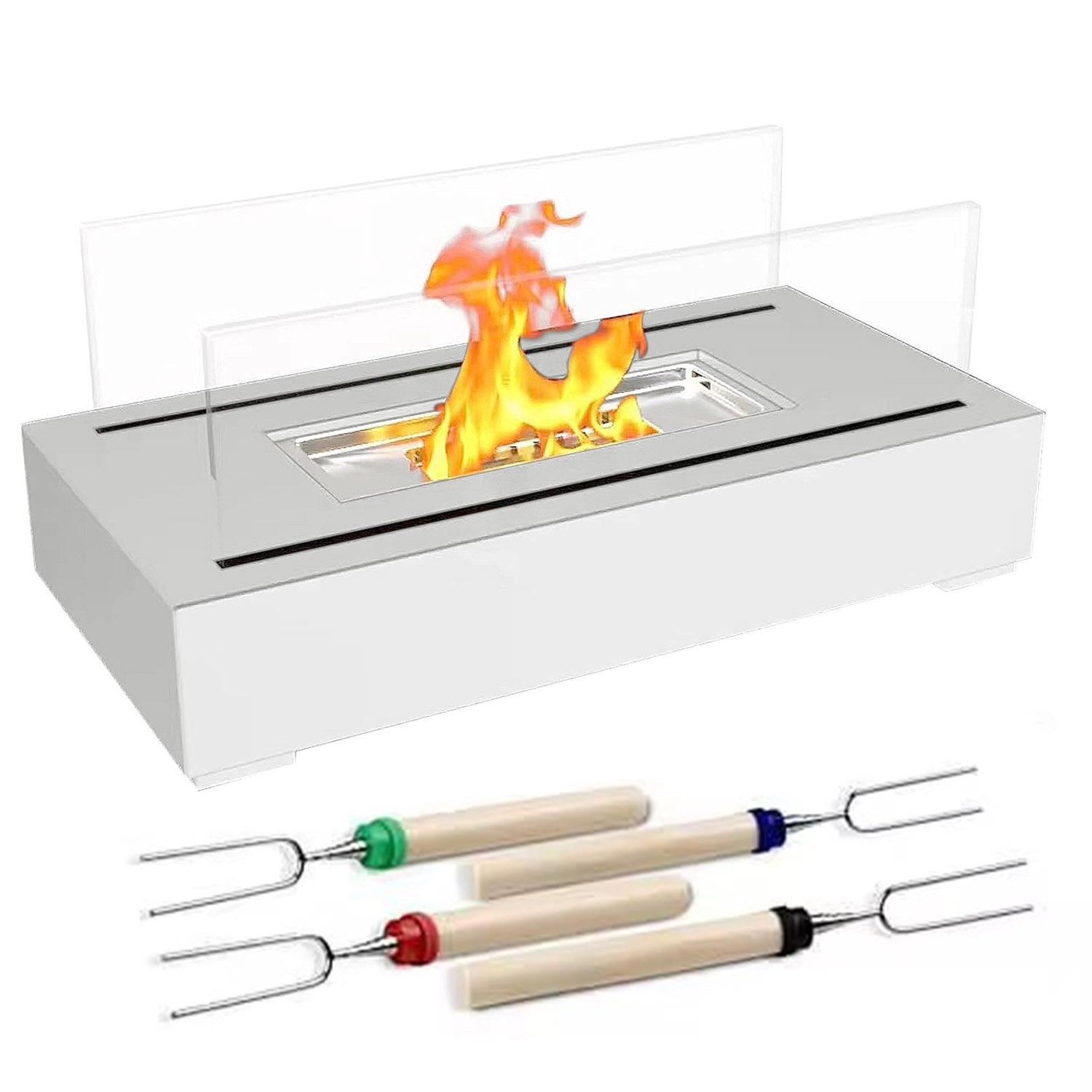 GBruno Ethanol Tabletop Fire Pit With Roasting Sticks