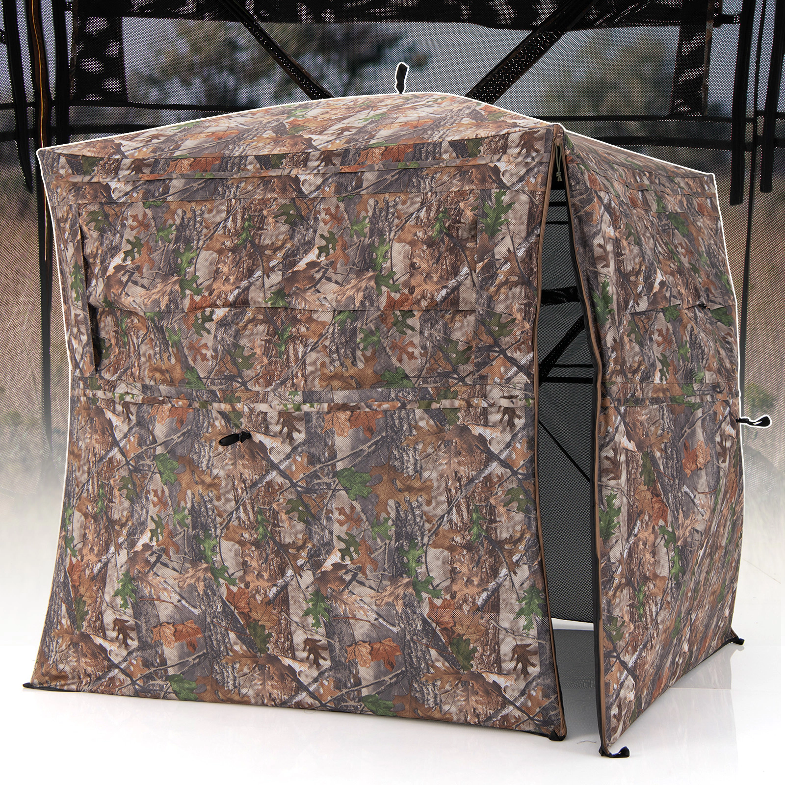 SUGIFT Camouflage 84-in 360-Degree One-Way See-Through Pop-Up Hunting Blind with Full-Open Door