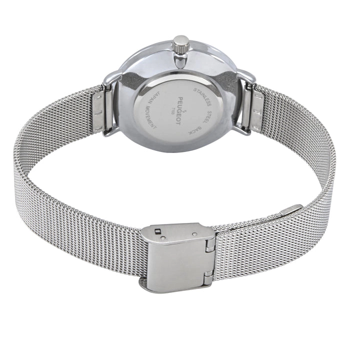 Peugeot Women's 30mm Black Sleek Stainless Steel Mesh Band Watch