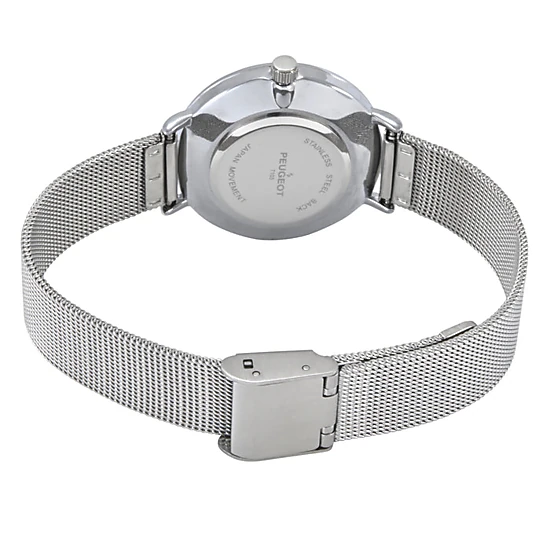 Peugeot Women's 30mm Black Sleek Stainless Steel Mesh Band Watch