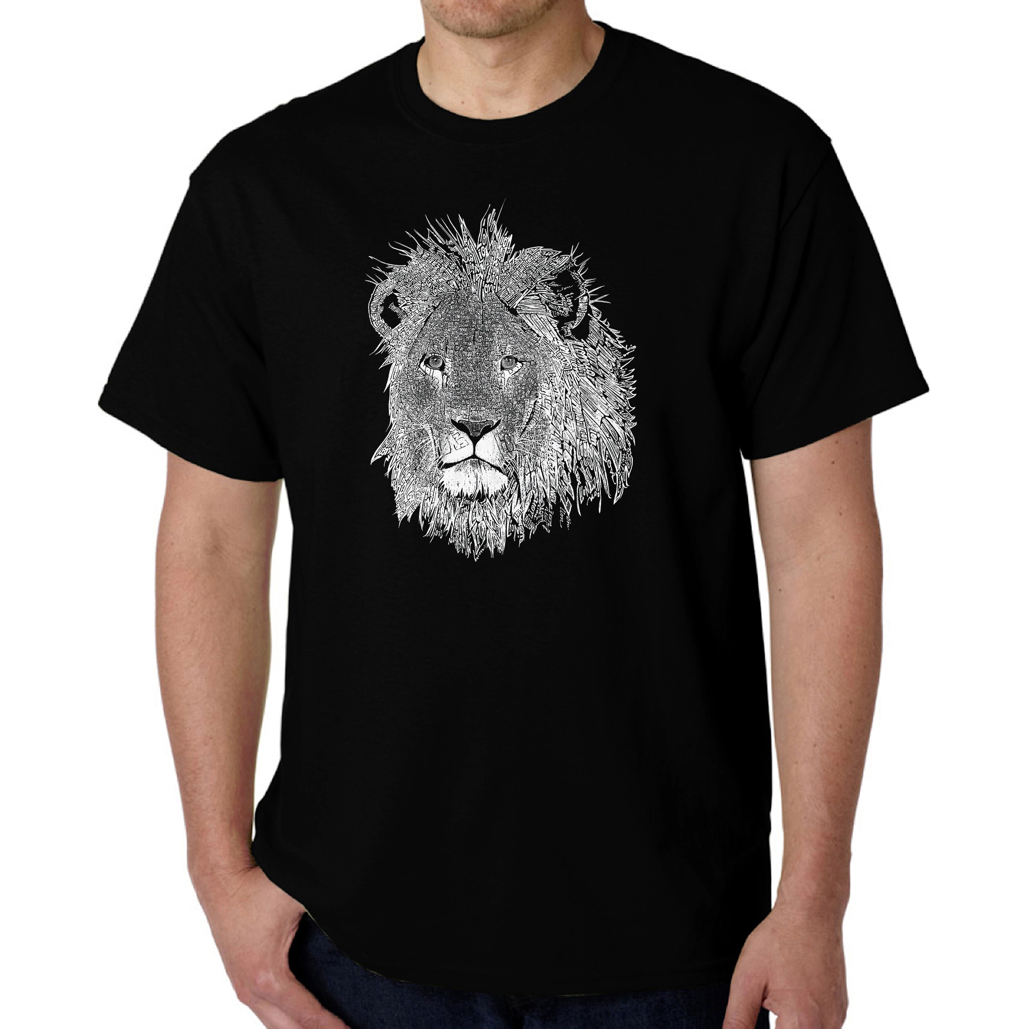 LA Pop Art Men's Lion Word T-Shirt