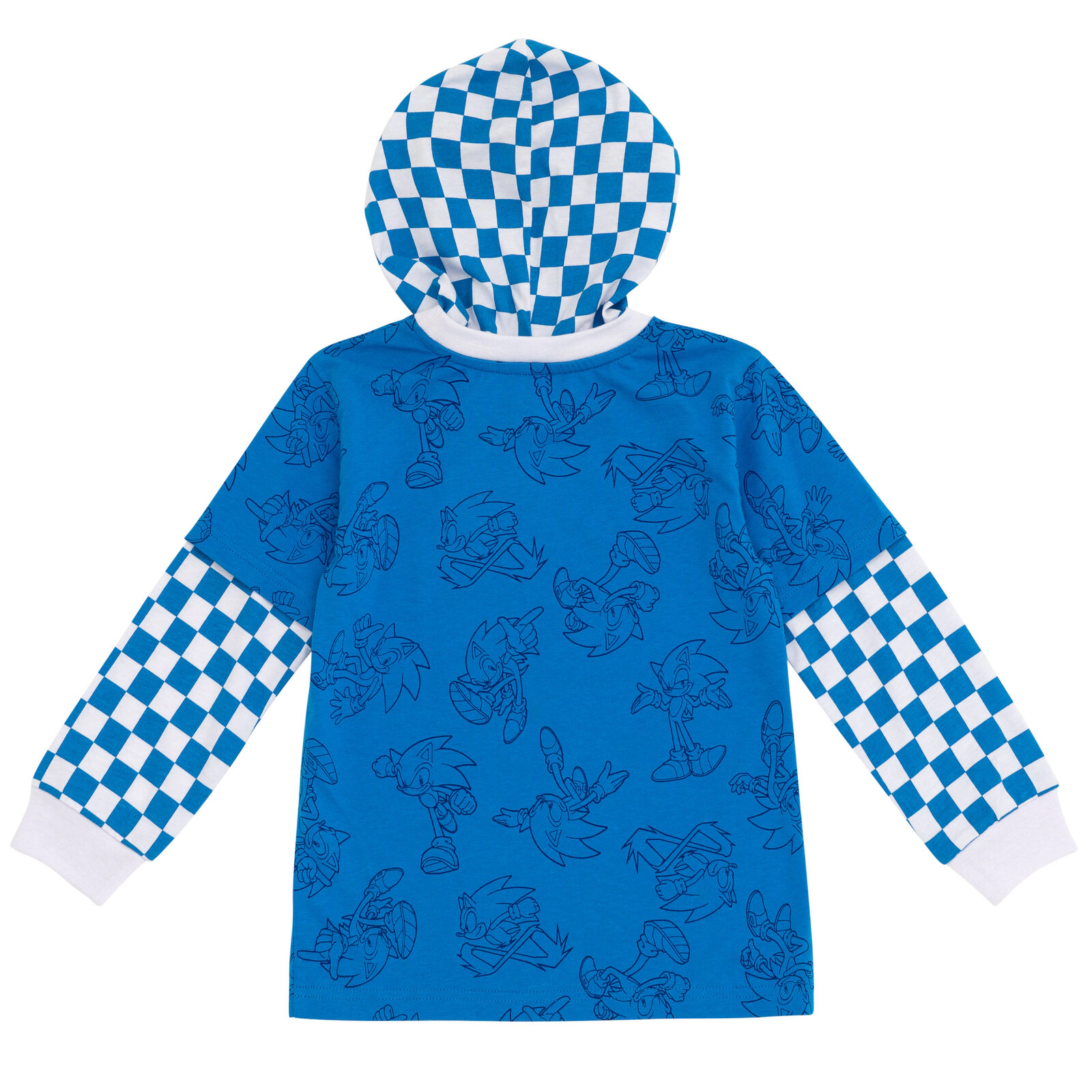 SEGA Sonic the Hedgehog Boys' Hooded Long Sleeve T-Shirt