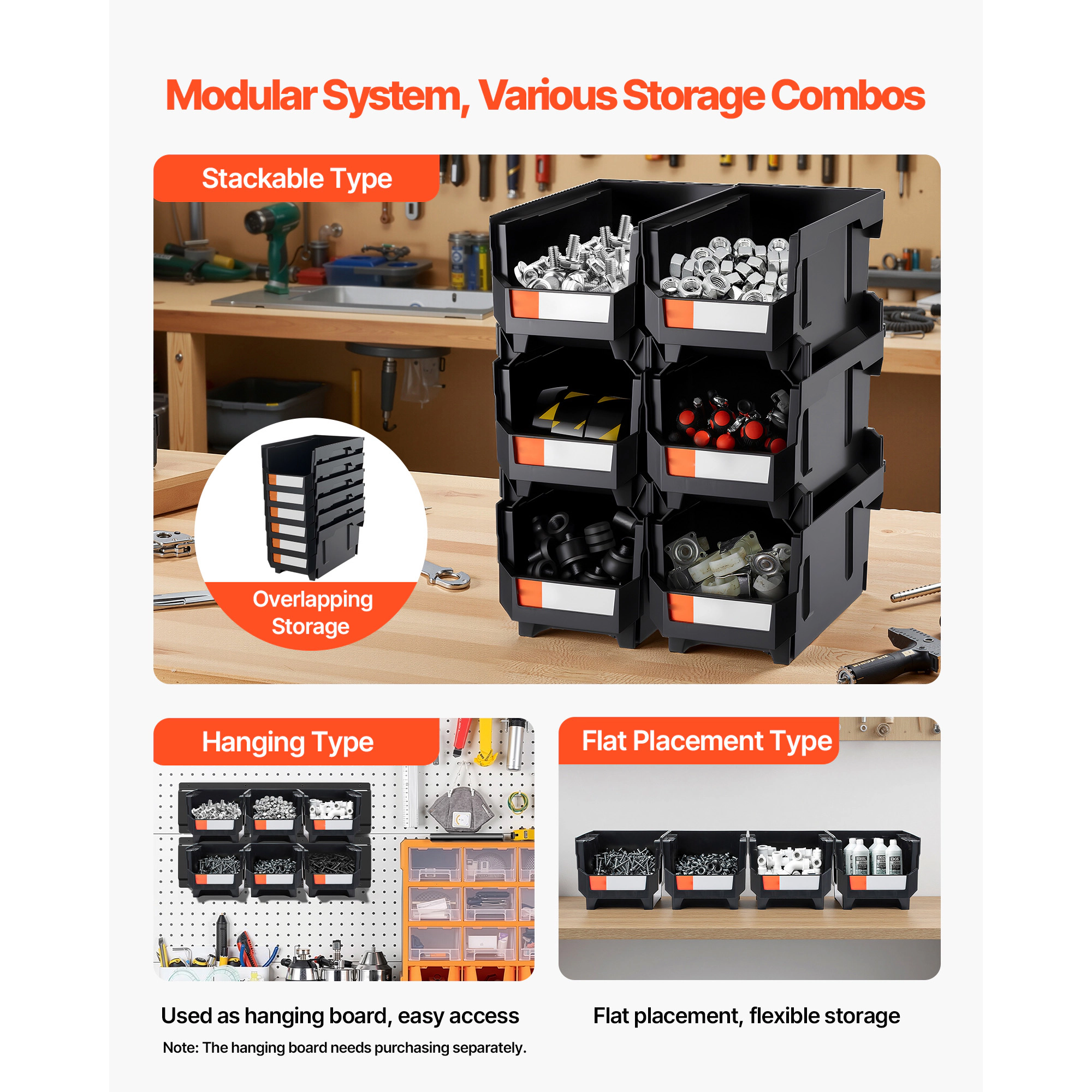HONGGE Plastic Stackable Storage Bins Plastic Containers for Organizing Storage Bins for Closet Garage Small Parts