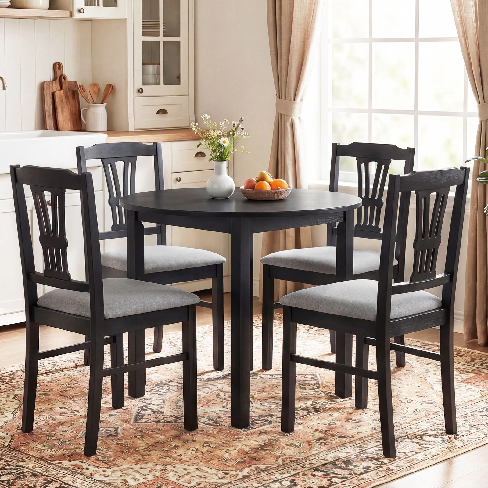SlickBlue Set of 2 Wooden Dining Chairs with Upholstered Seat