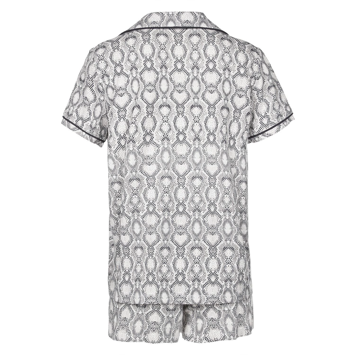 MeMoi Women's Snake Notch Collar Cotton Blend Pajama Set