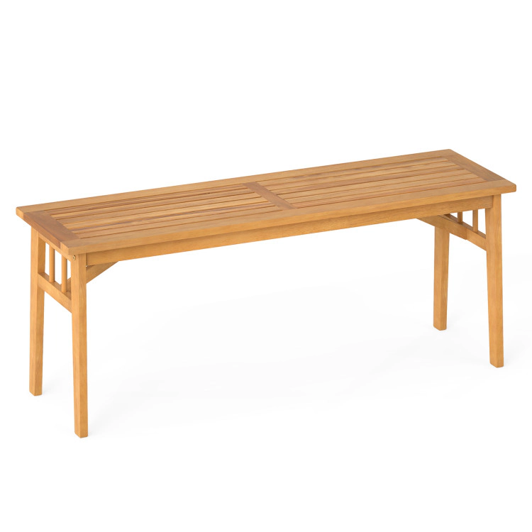 Hivvago 48 Inches Acacia Wood Bench With Breathable Slat Seat And Stable Triangular Structure