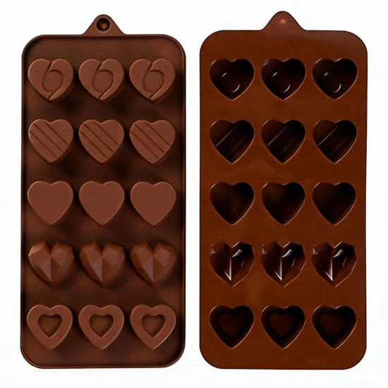 Kitcheniva 4.0 x 8.7 Inch Silicone Heart Design Chocolate Drop Mold With 5 Unique Designs