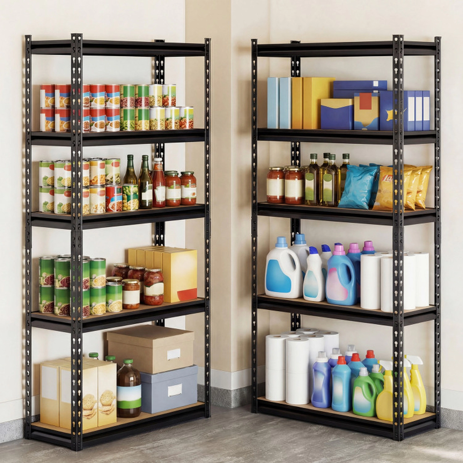 SUGIFT 5-Tier 2200-lb Capacity Heavy Duty Metal Storage Shelves with MDF Decks and Anti-Toppling Kits