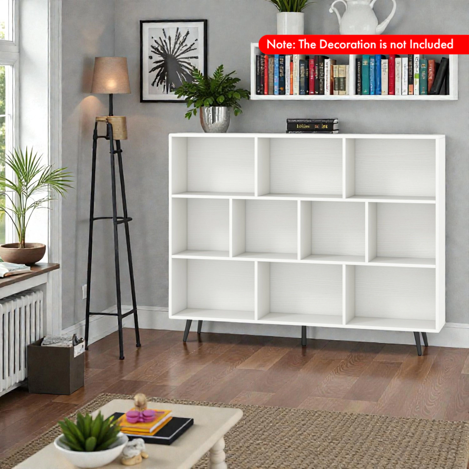 Hivvago Modern Storage Bookcase with Open Cube Shelves and Metal Legs