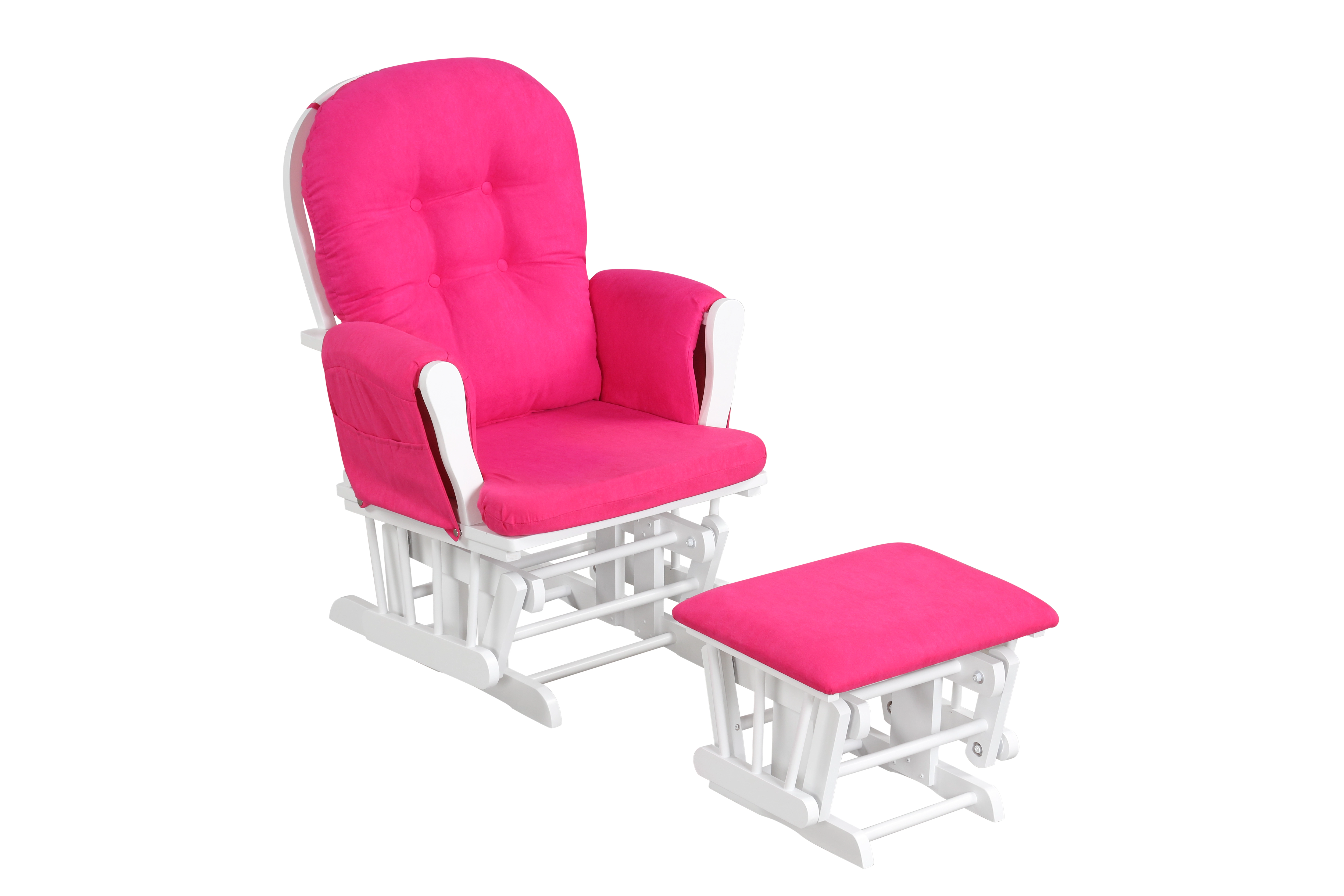 LJG Wood Glider and Ottoman Set with Padded Armrests Detachable Cushion