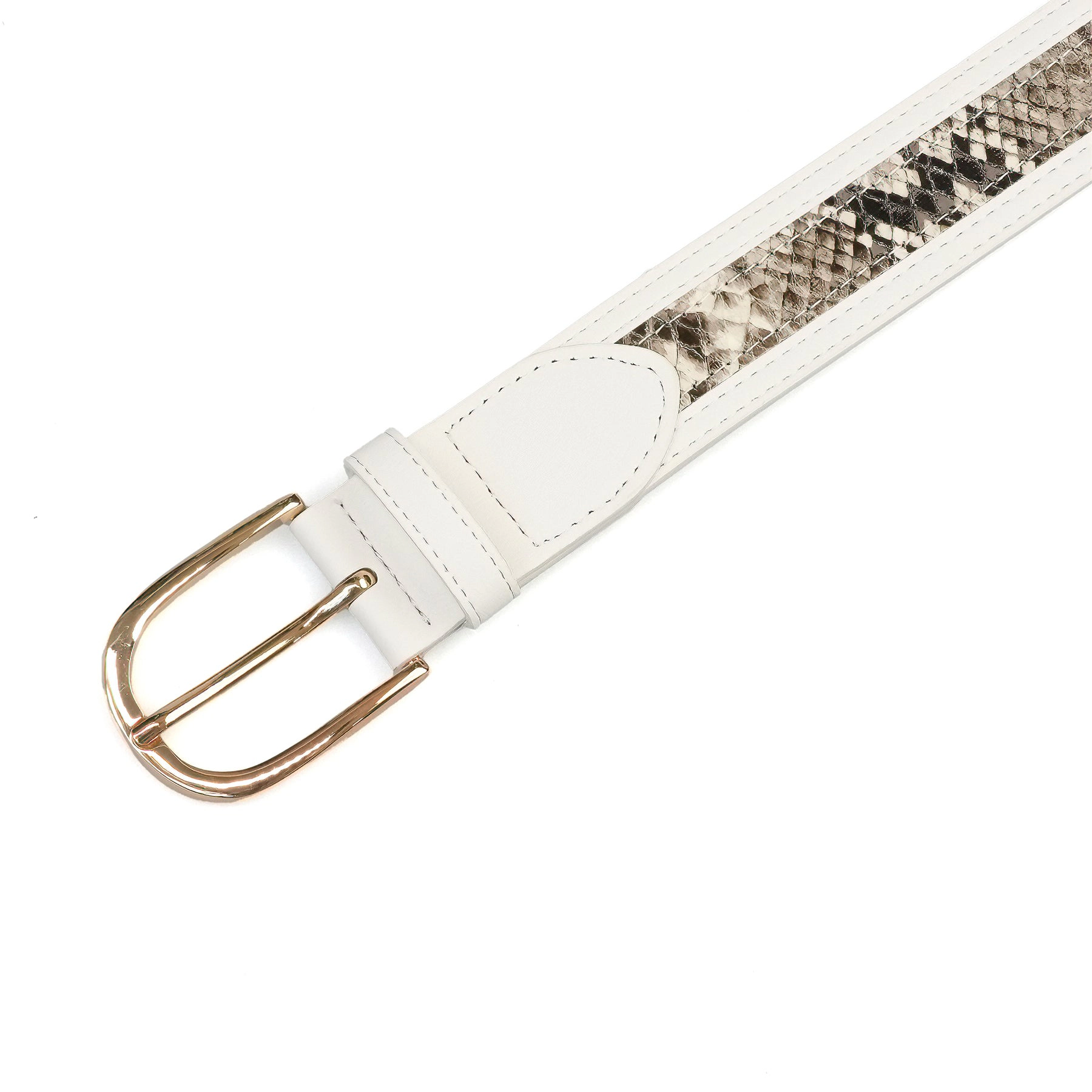 AGP PARIS White Dual Pattern Snake Print Women's Belt
