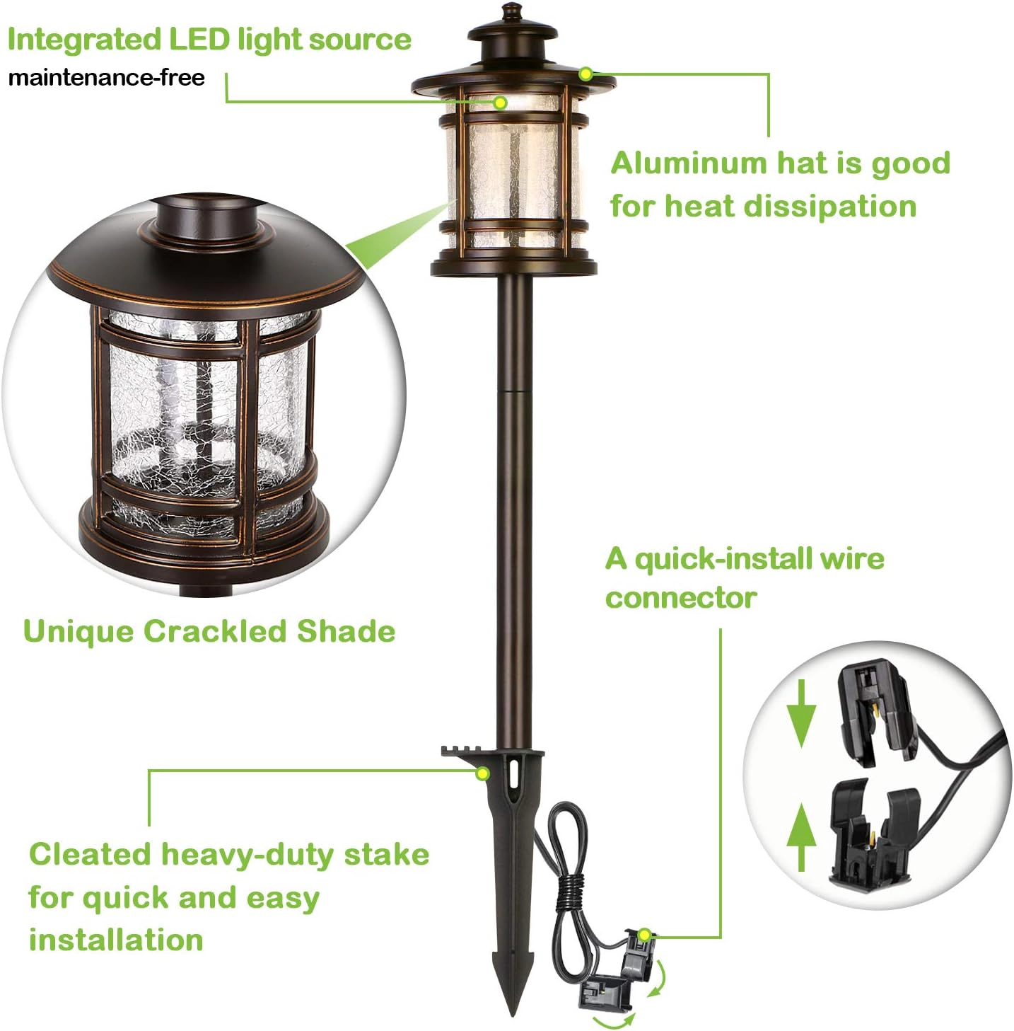 Hykolity landscape lighting strip with cracked glass sunshade