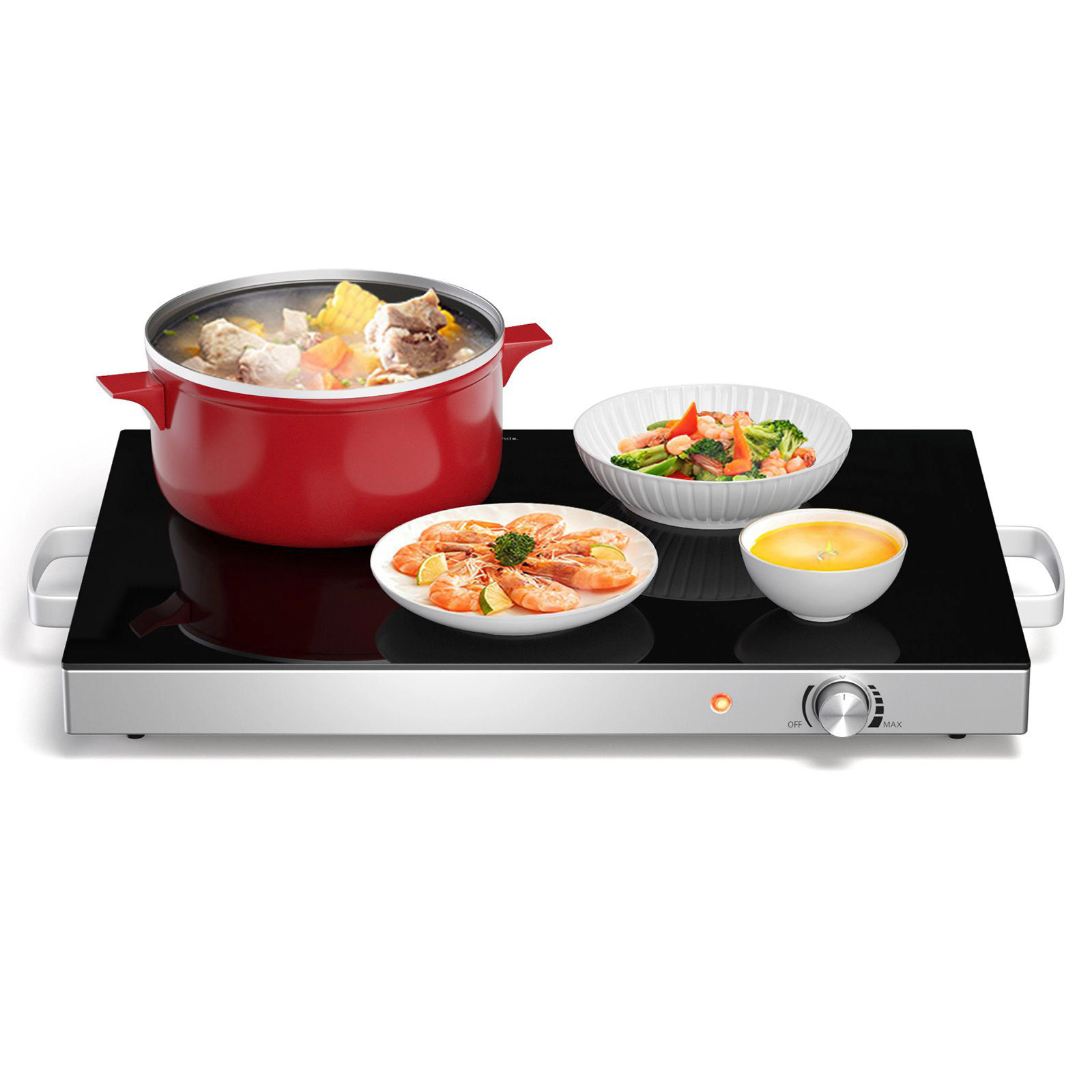 SlickBlue Food Warming Tray with Tempered Glass Top, 300W
