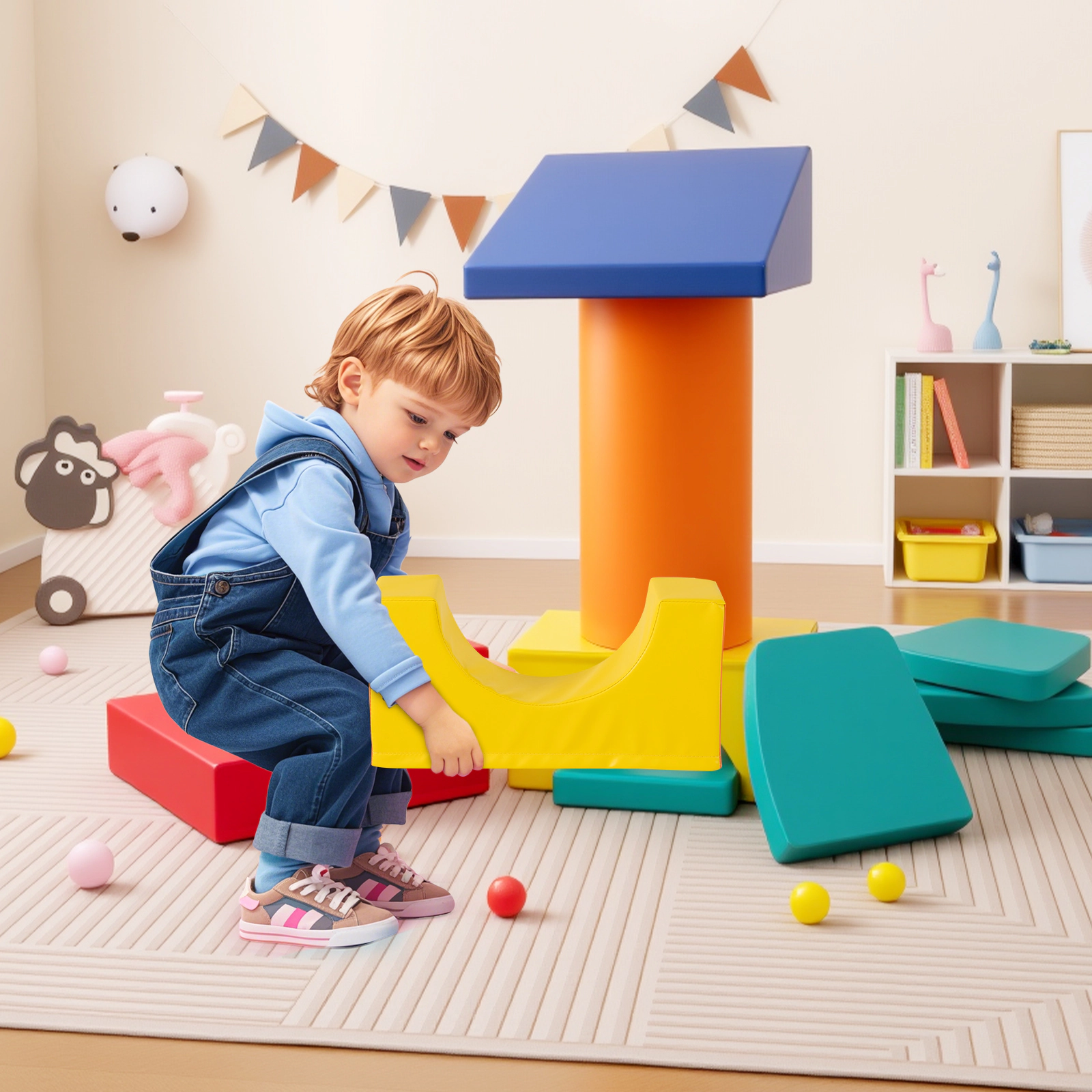 10-Piece Toddler Foam Climbing Blocks Wear-Resistant PU Leather Soft Play Set Ages 12-36 Months Colorful