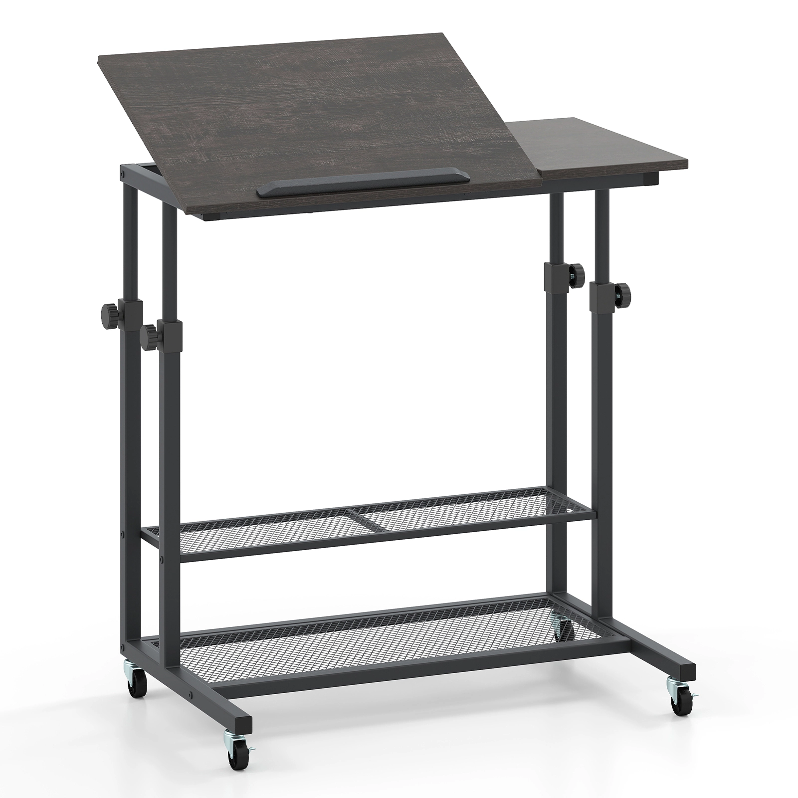 LJG Mobile Stand up Desk Height Adjustable Standing Table with Tilting Tabletop