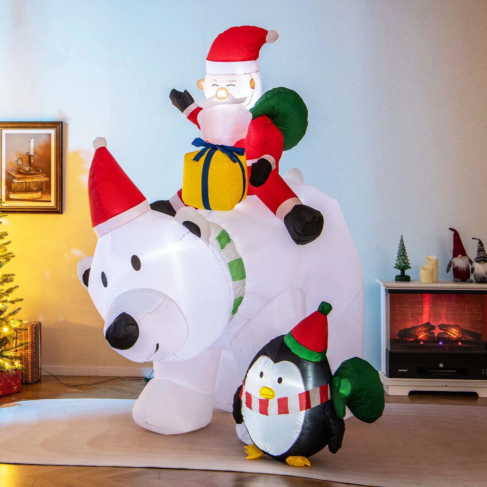 SlickBlue Unisex 7 Feet Christmas Inflatable Santa Polar Bear Decor