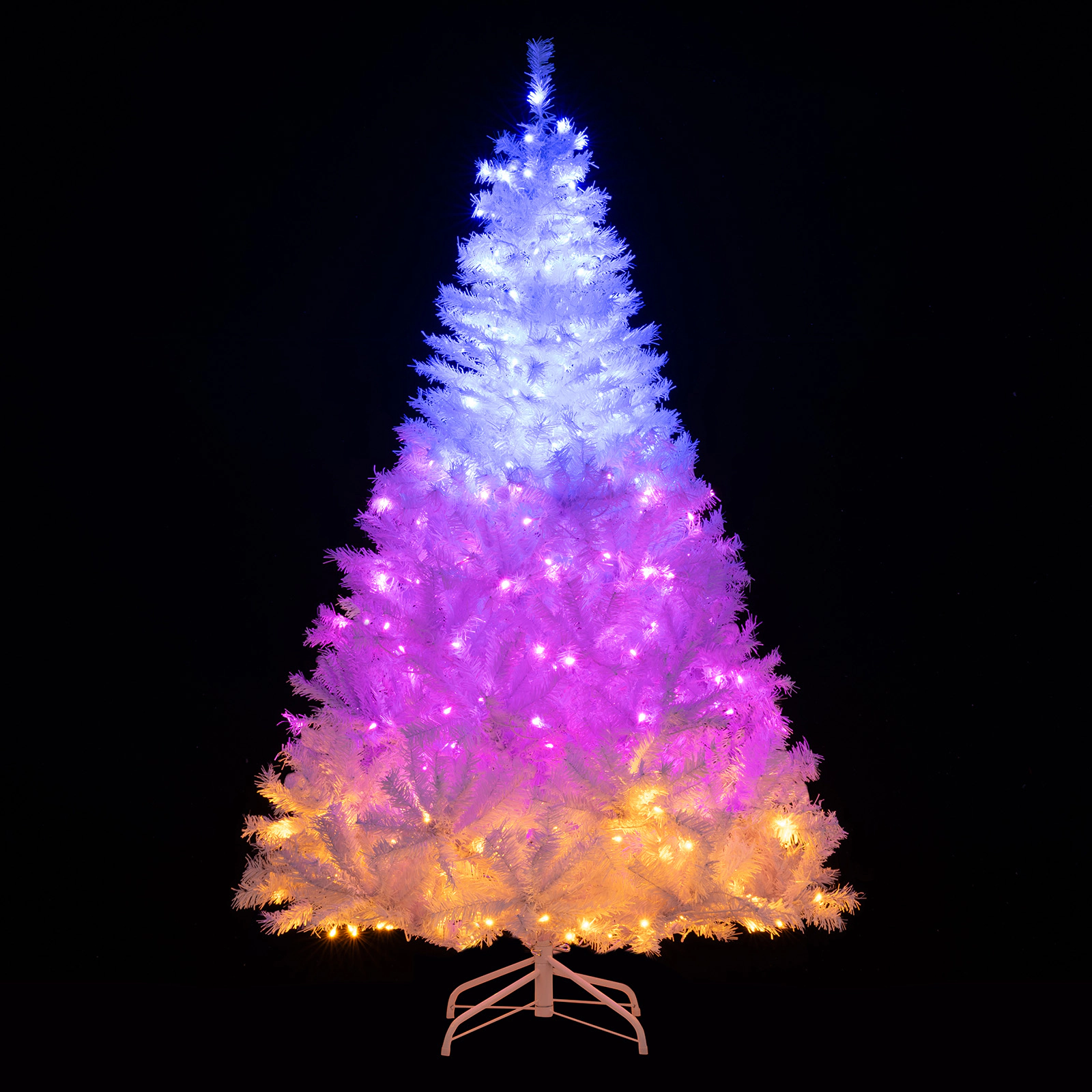 SUGIFT 6-ft All-White Pre-Lit Hinged Artificial Christmas Tree with 1000 Branch Tips and 280 LED Lights