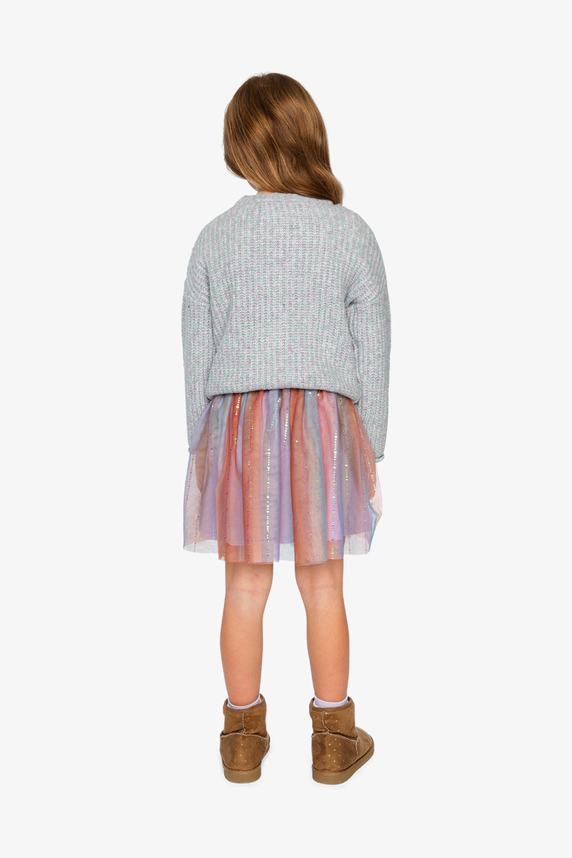 Deux par Girls Textured Poodle Appliqué Knit Sweater