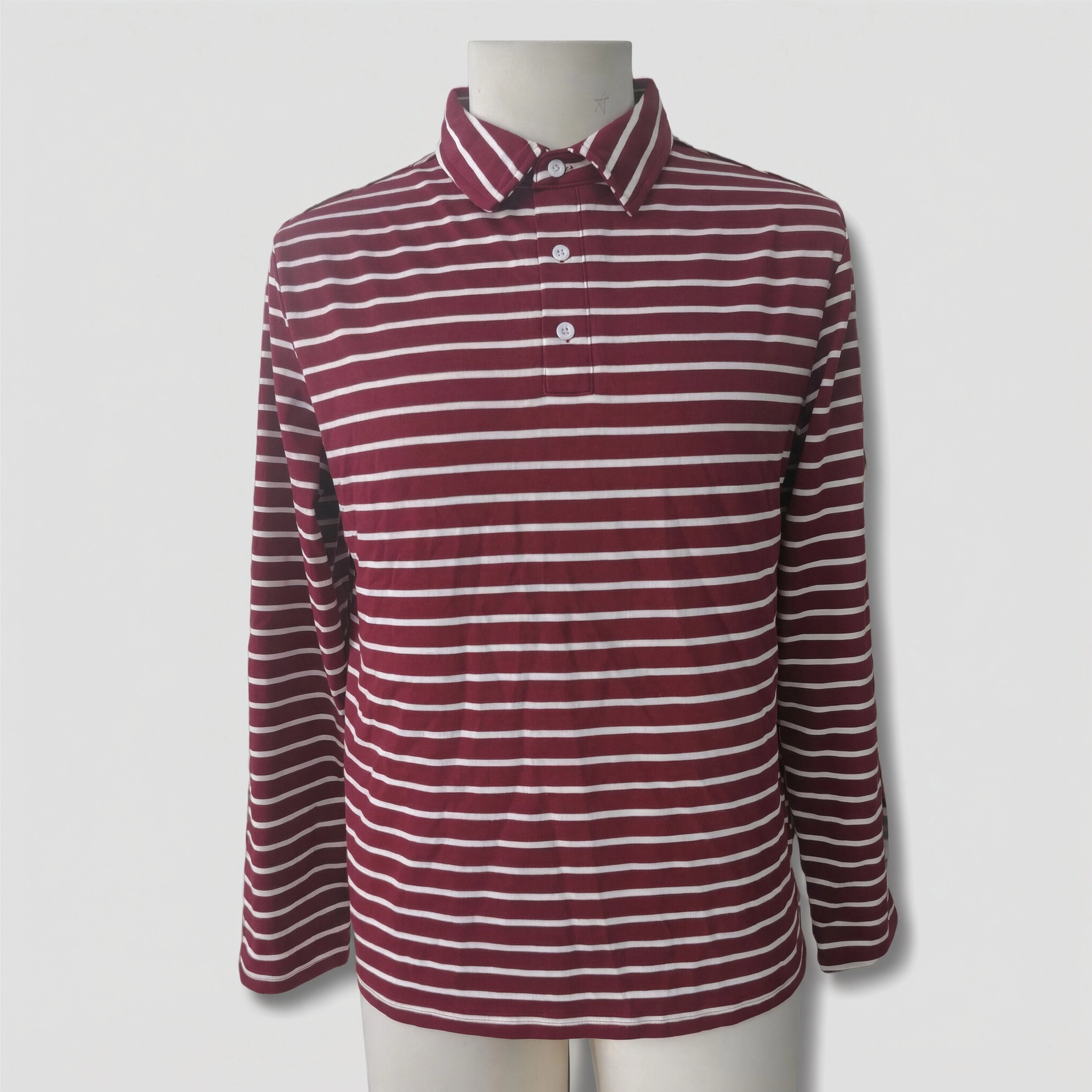 Coofandy Men's Long Sleeve Striped Collared Polo Shirt
