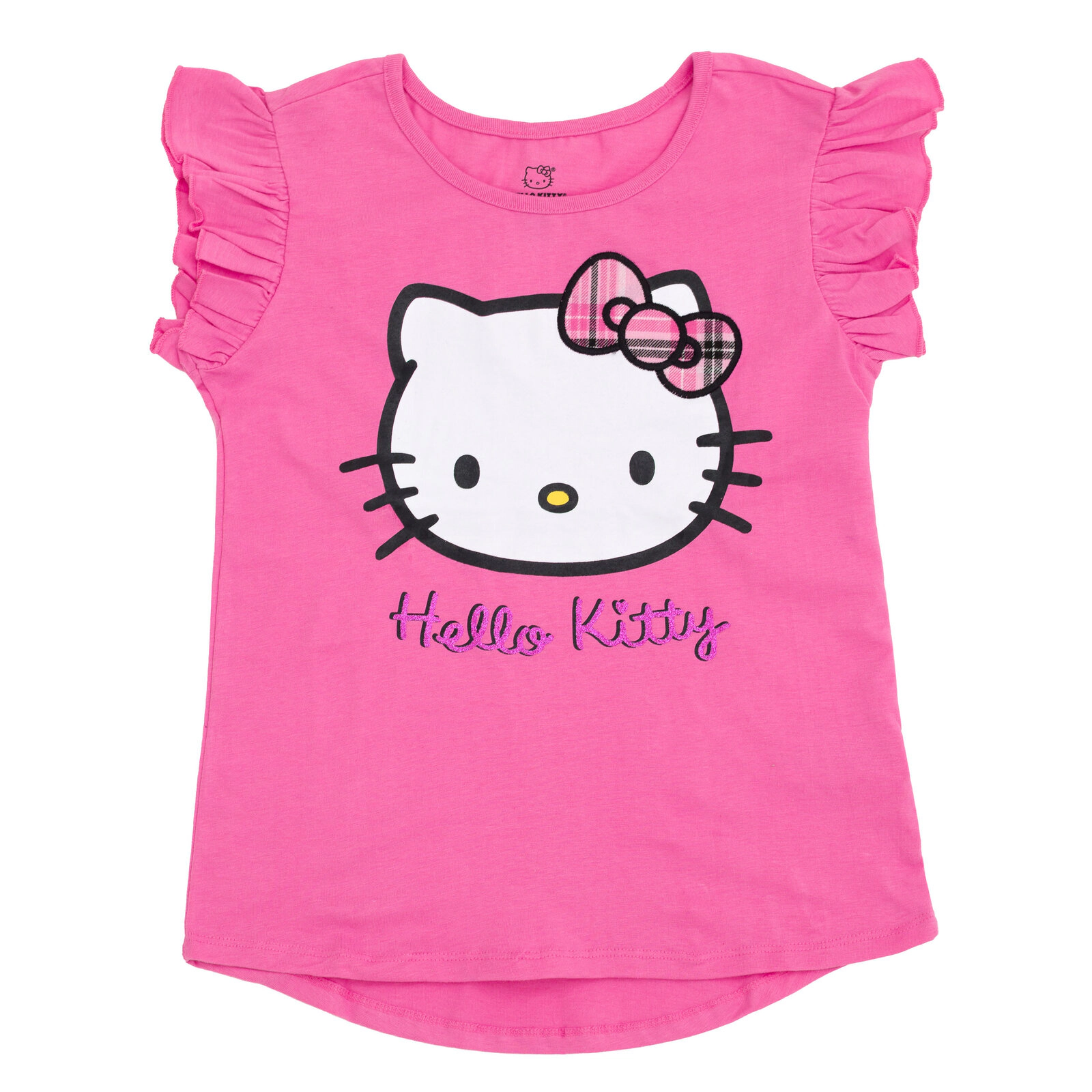 Hello Kitty Girls' 2-Piece Tee and Plaid Skirt Set