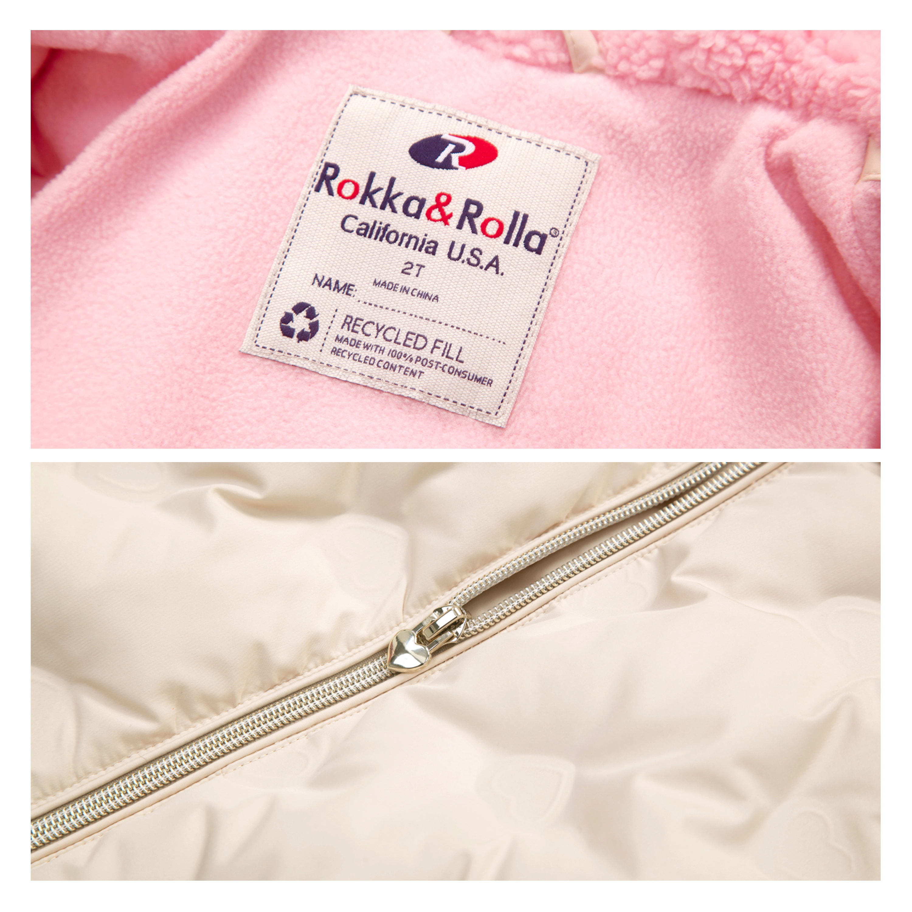 Rokka&Rolla Baby Girls Fleece-Lined Heart Puffer Jacket
