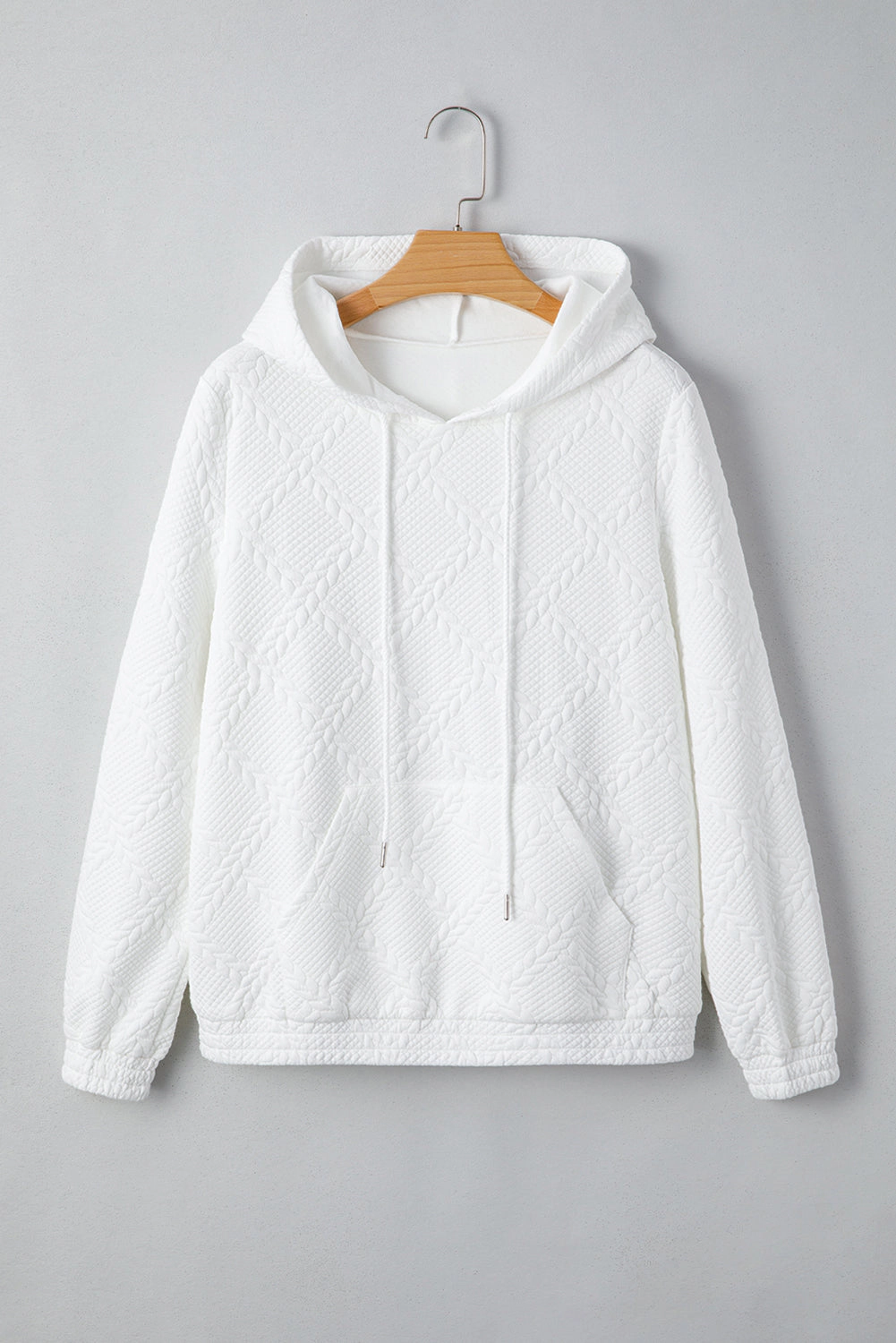Threaded Pear Women's Magnolia Cable Lattice Texture Kangaroo Pocket Hoodie