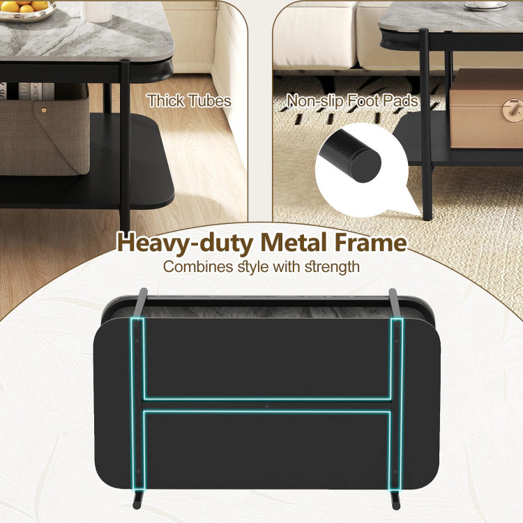 Hivvago 2-Tier Modern Rectangular Coffee Table With Sintered Stone Top
