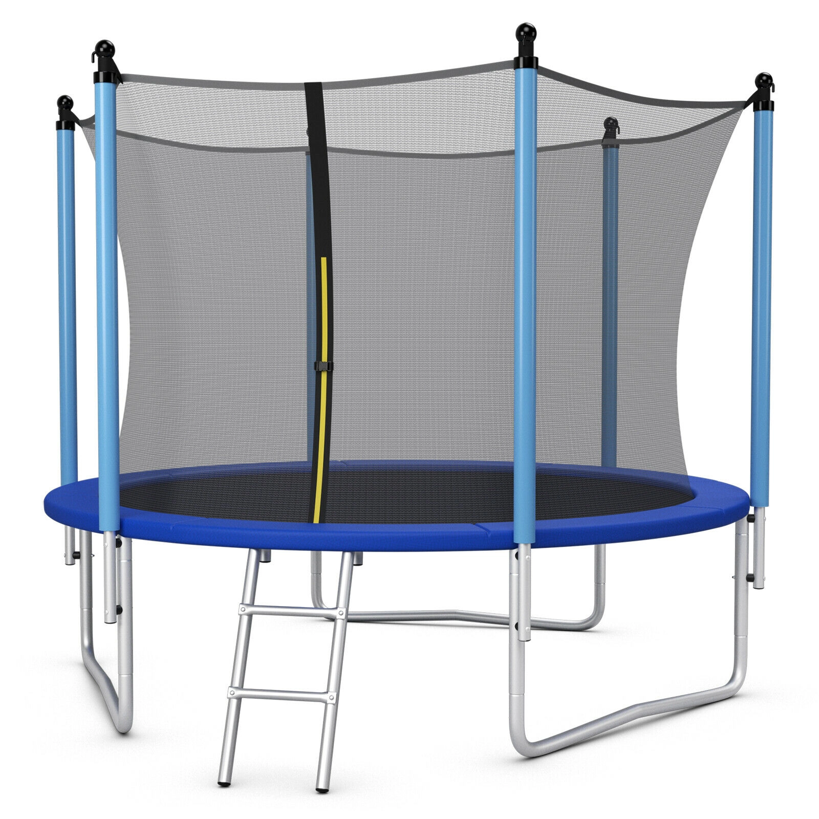 SUGIFT Blue 6 FT Safety Enclosure Net and Ladder 15 FT Outdoor Kids Trampoline