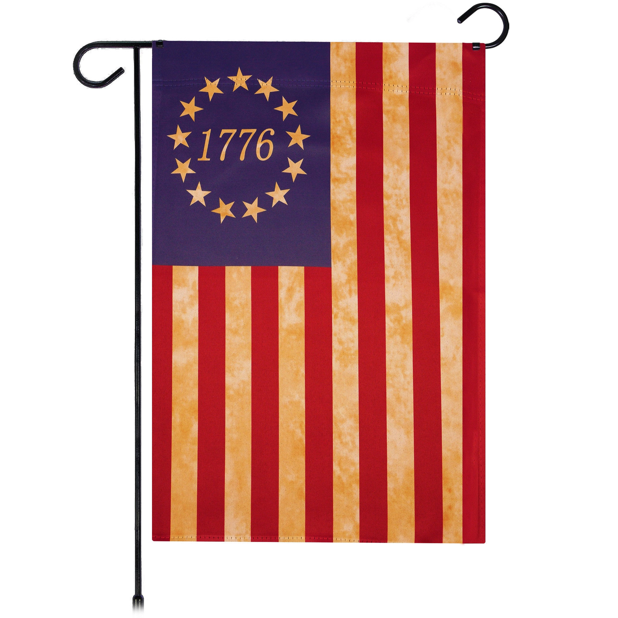 G128 Betsy Ross 1776 Tea Stained Garden Flag 12x18in Double-Sided Blockout Polyester