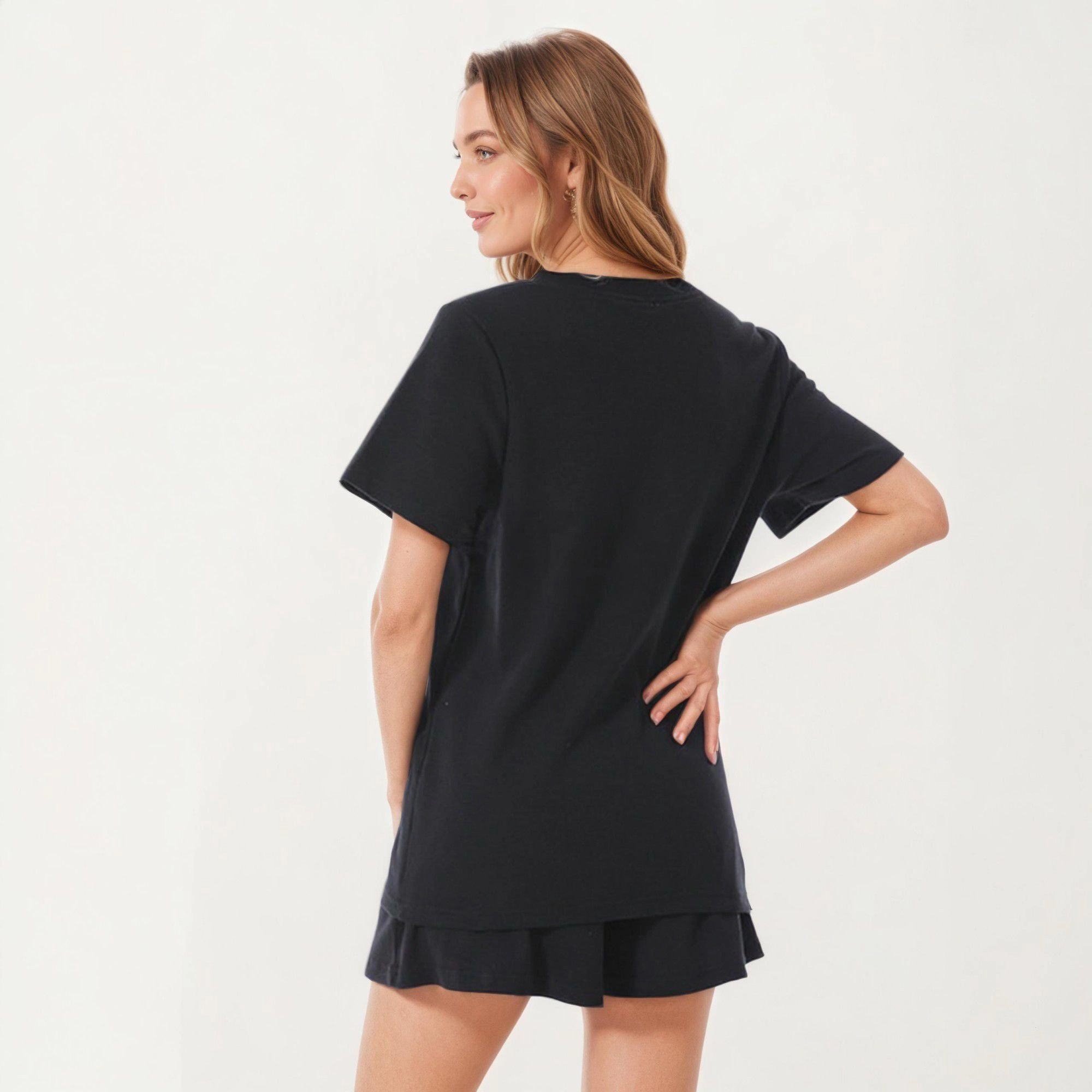 Anna-Kaci Women's 2-Piece Maternity V-Neck Short Sleeve Pajama Top with Relaxed Fit Shorts