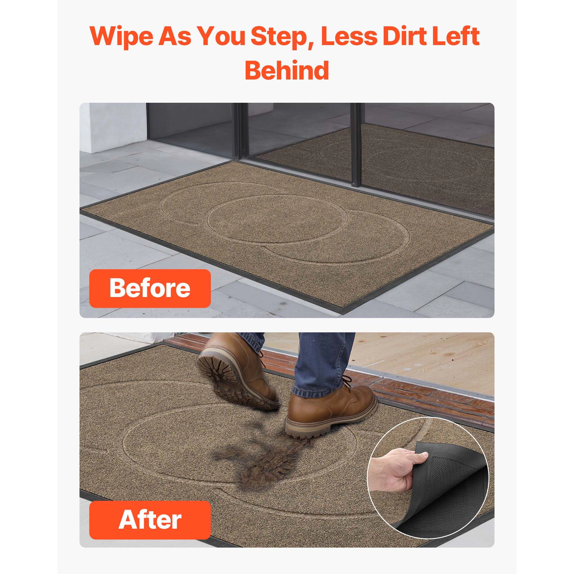 HONGGE Front Door Mat Commercial Floor Mat for Indoor and Outdoor Modern Stylish Carpet with TPE Backing Heavy Duty