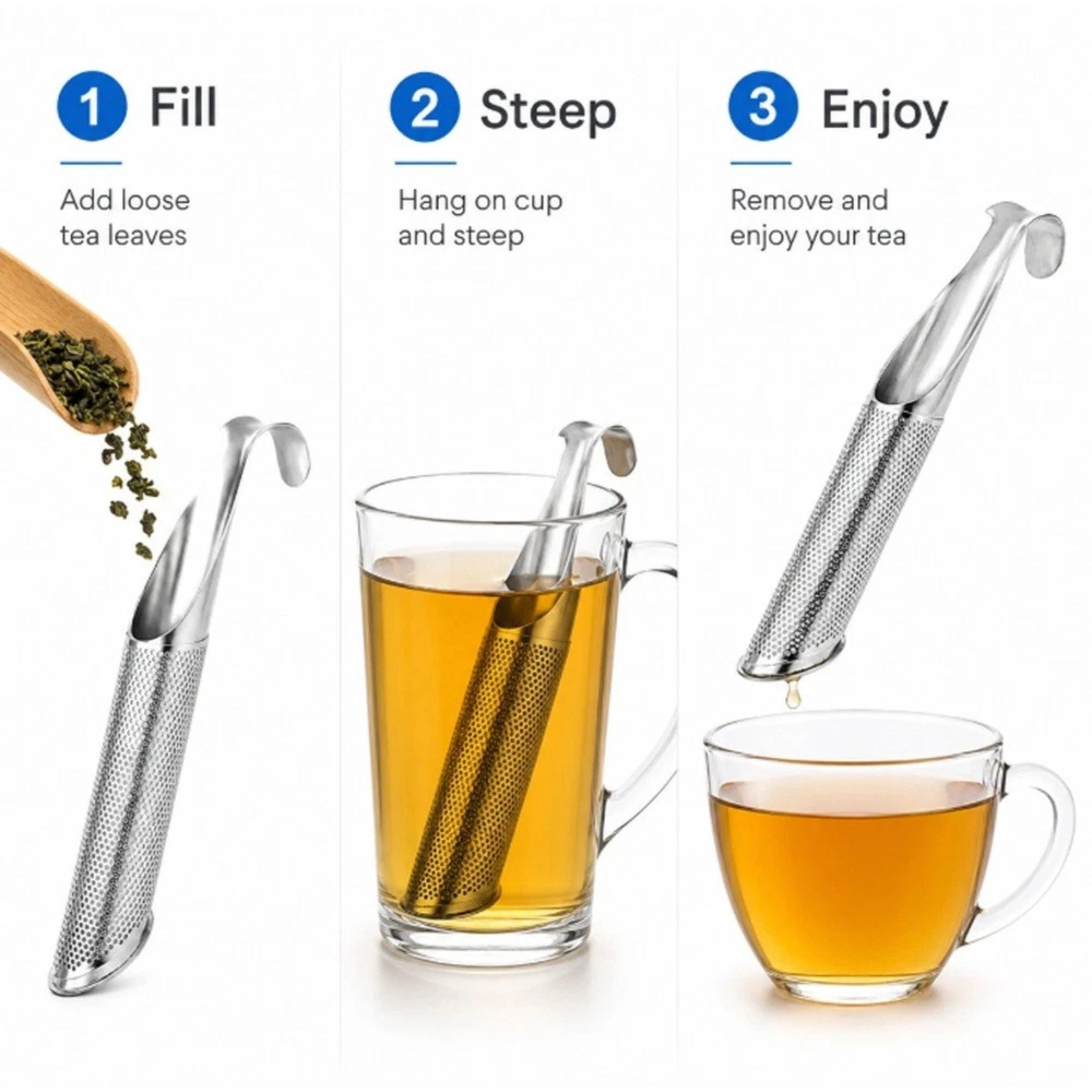 Home Collection Stainless Steel Tea Diffuser Stick Loose Leaf Infuser with Hook Handle