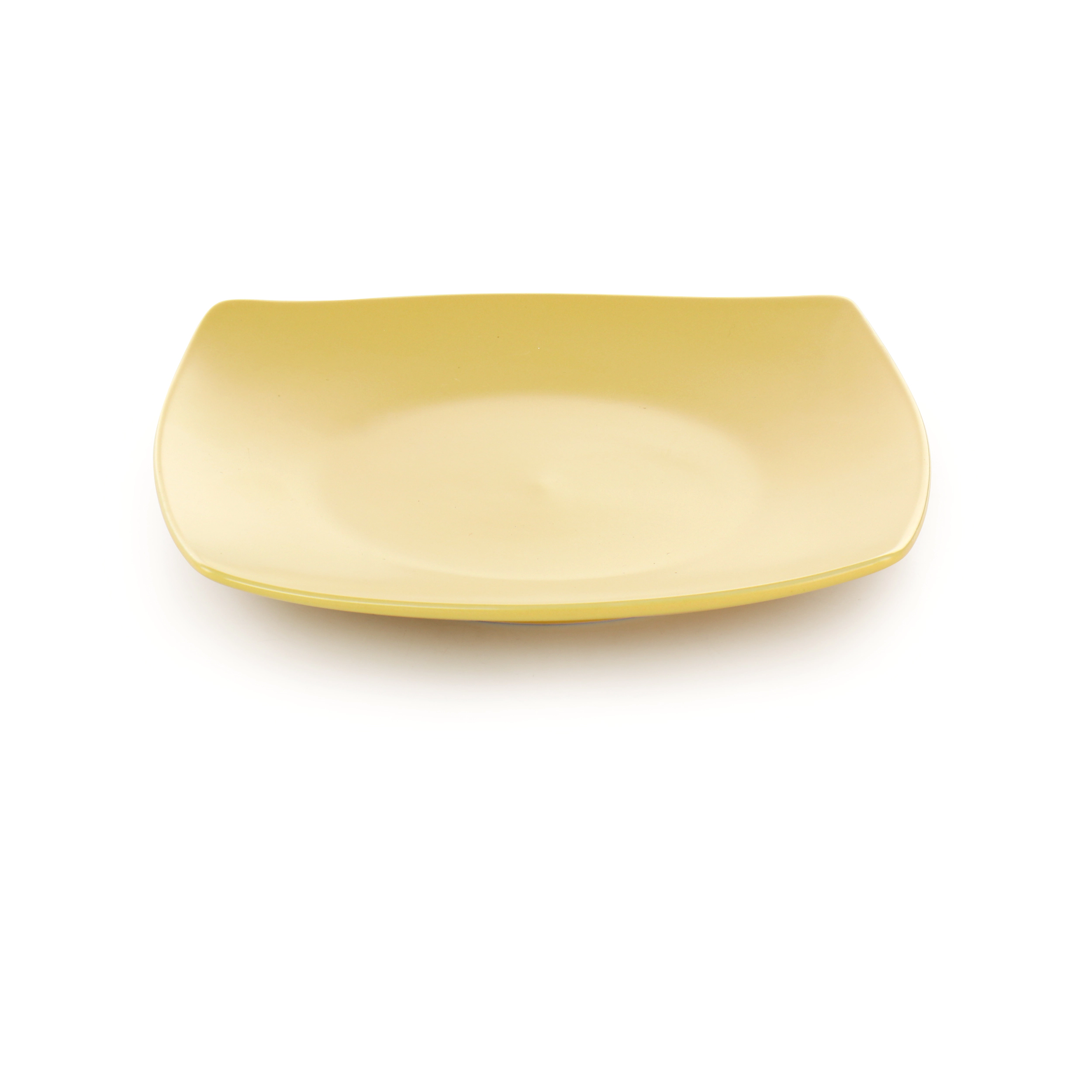 Gibson Home Zen Buffetware 12 Piece Square Fine Ceramic Dinnerware Set in Matte Yellow