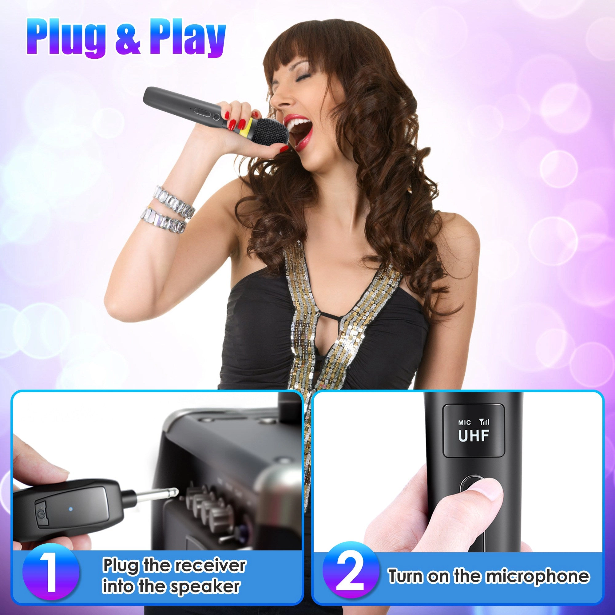 GBruno 2.4G Wireless Metal Handheld Microphone System