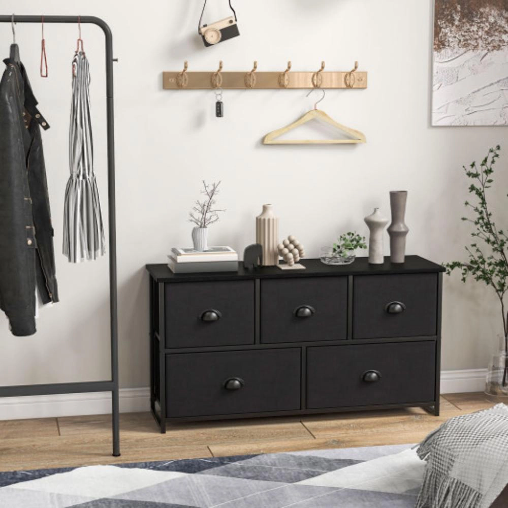 Hivvago Five-Cube Fabric Dresser Tower for Home Organization