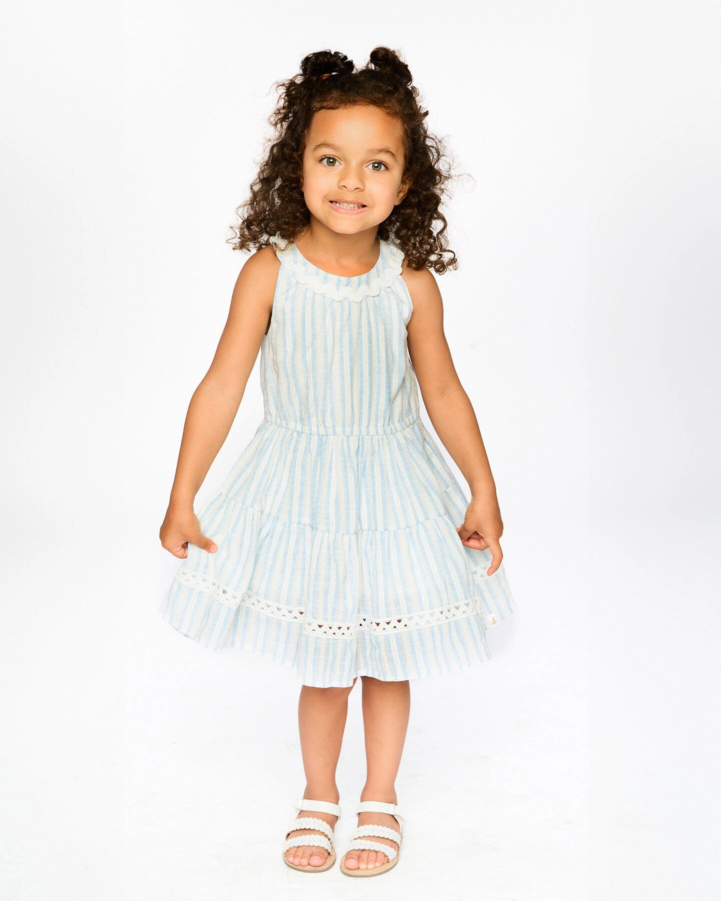 Deux par Girls Multi-Tiered Dress and Stripes