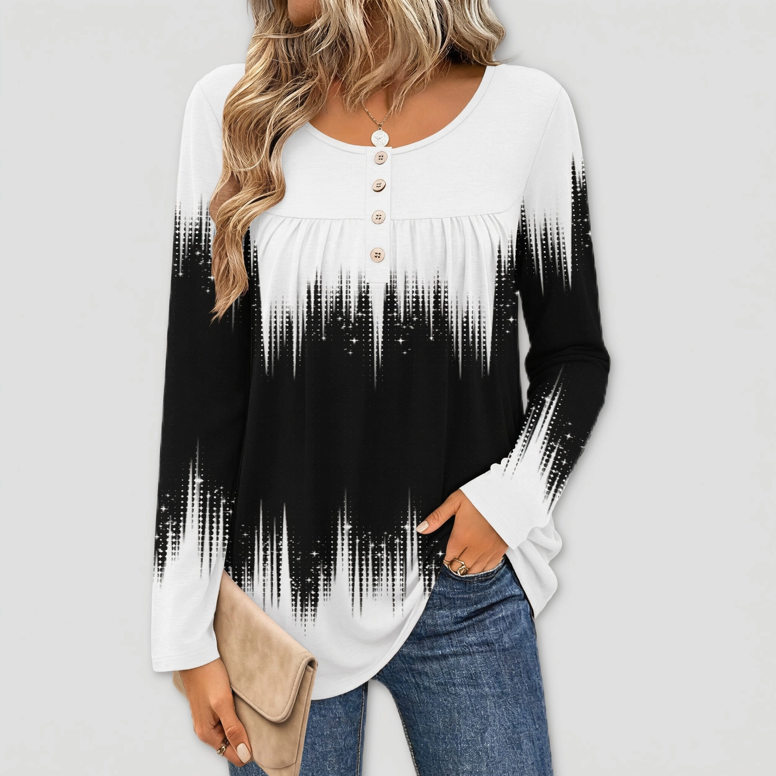 Zeagoo Women's Quarter Sleeve V-Neck Tunic Blouse