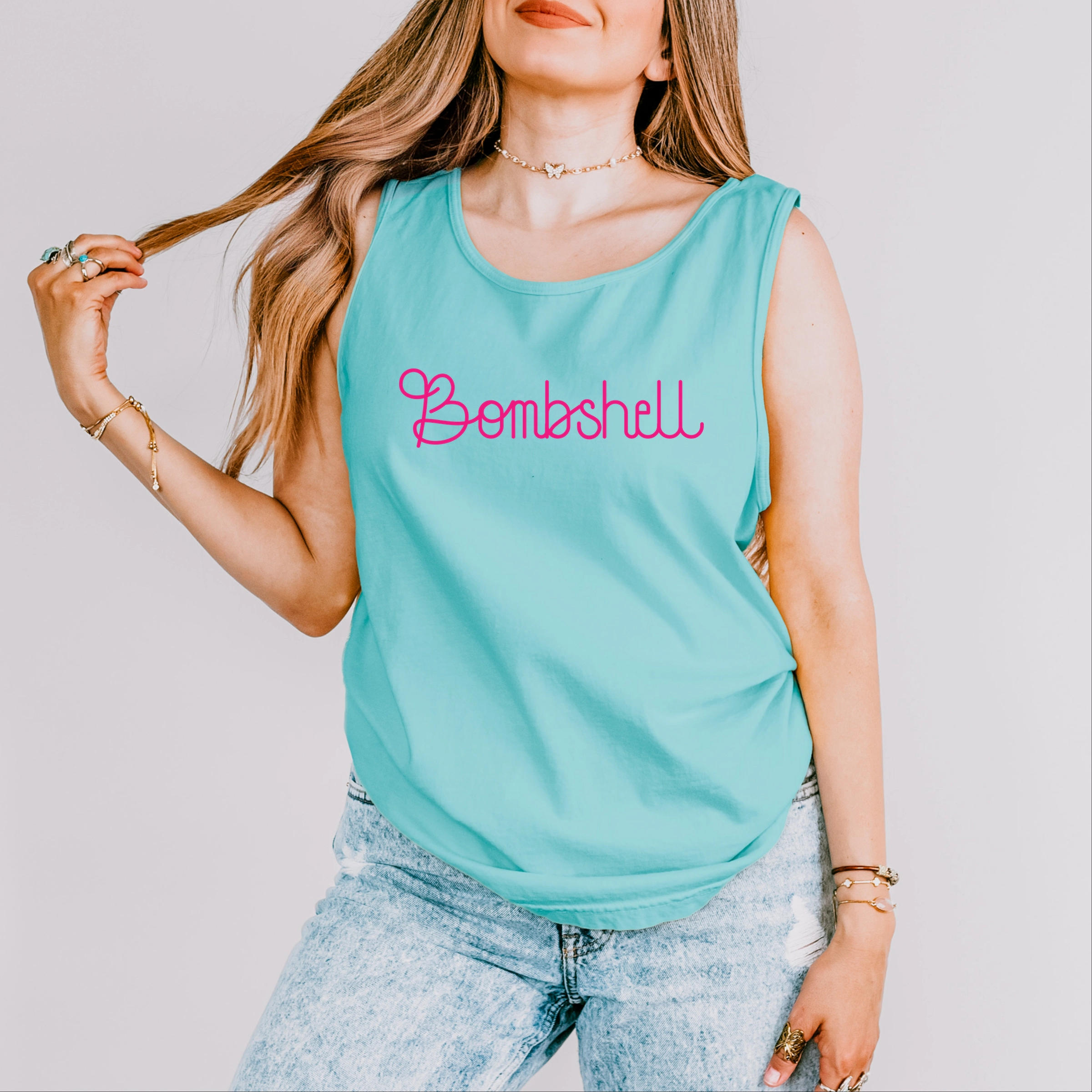 Simply Sage Market - Women's Garment Dyed Graphic Tank Top Bombshell Thin