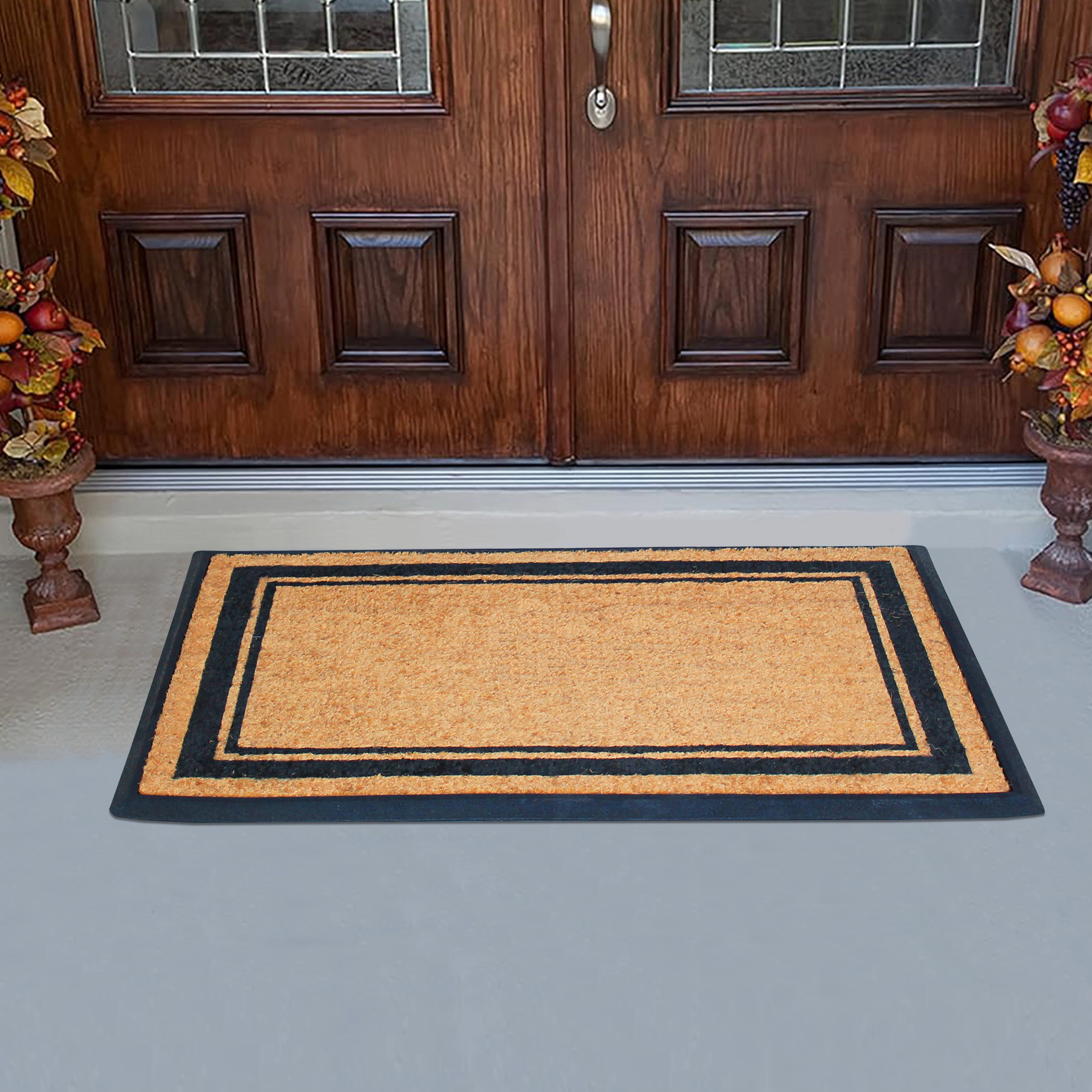 A1HC Coir and Rubber Door Mat 30x48 Inches Anti-Shed Fade-Resistant Heavy Duty Plain Border Black