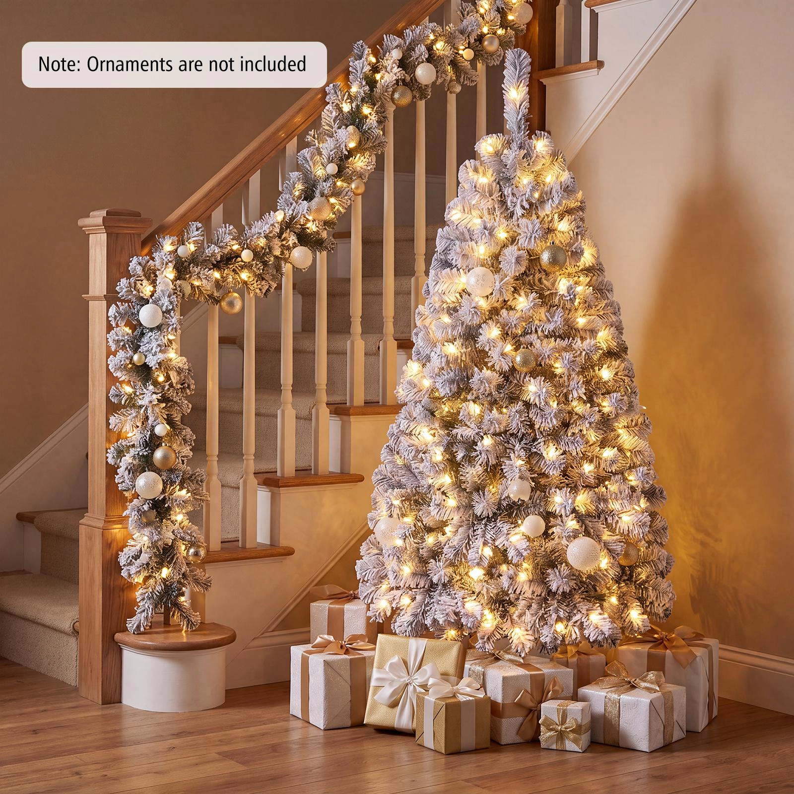 Costway 4.5/6/7.5/9ft Pre-Lit Premium Snow Flocked Hinged Artificial Christmas Tree w/150/250/450/550 Lights