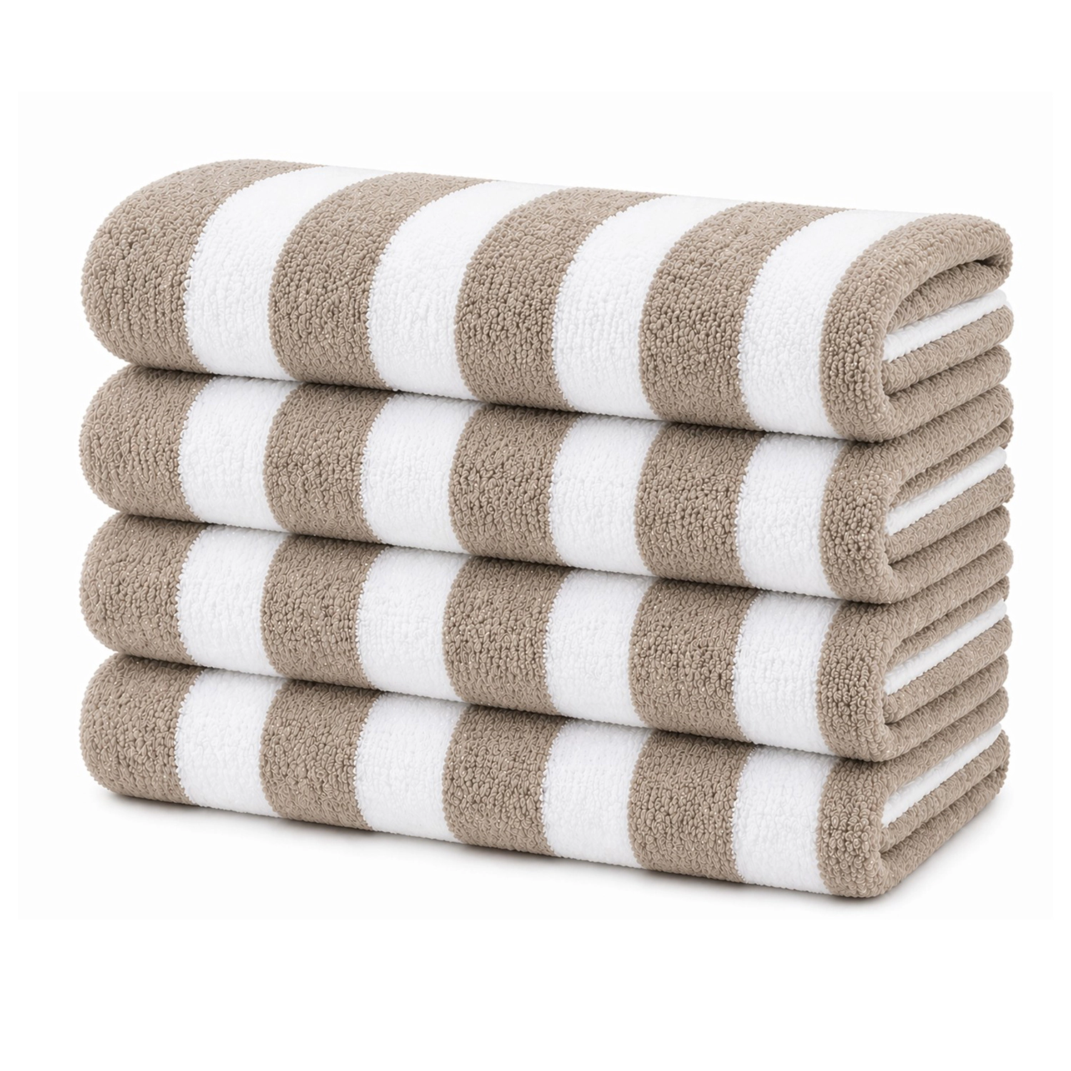 Plazatex Terry Cabana 80% Cotton 20% Polyester Oversized 4 Pack Beach Bath Towel 36" x 66" Taupe